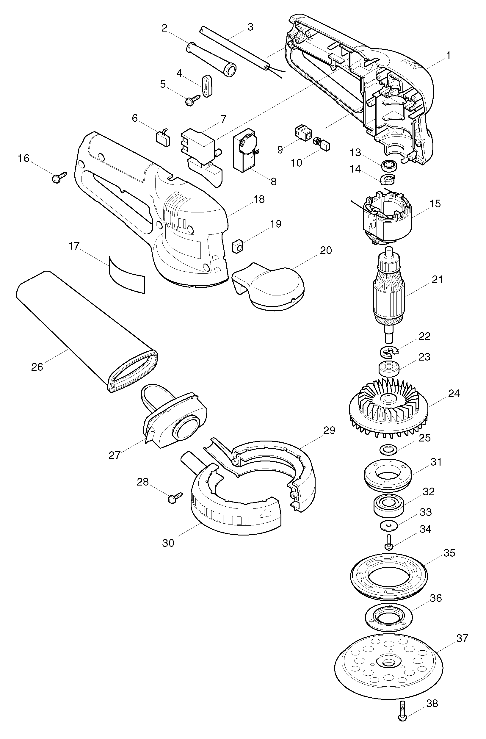 Makita BO5021 parts diagram, sheet 1