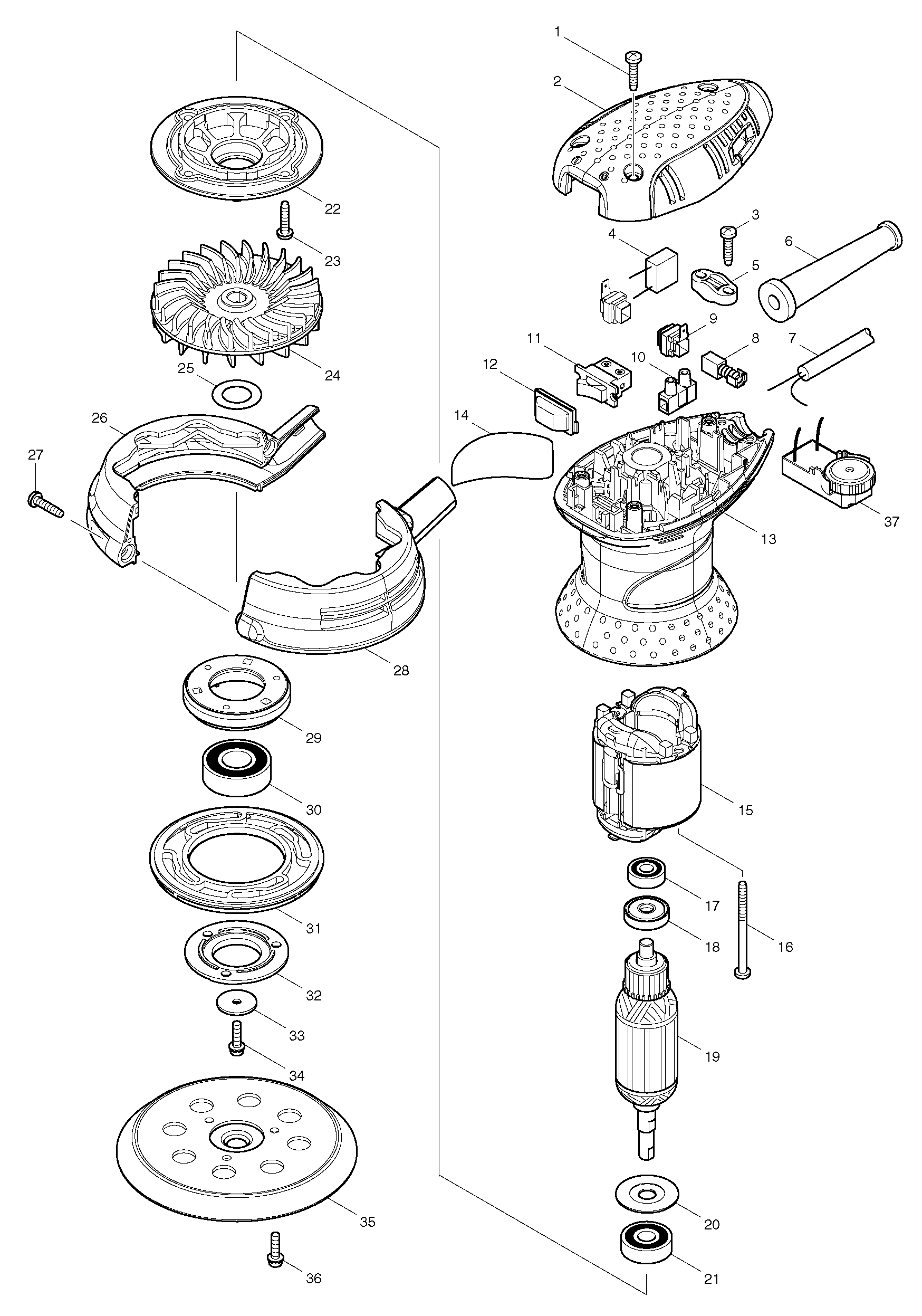 Makita BO5031 parts diagram, sheet 1