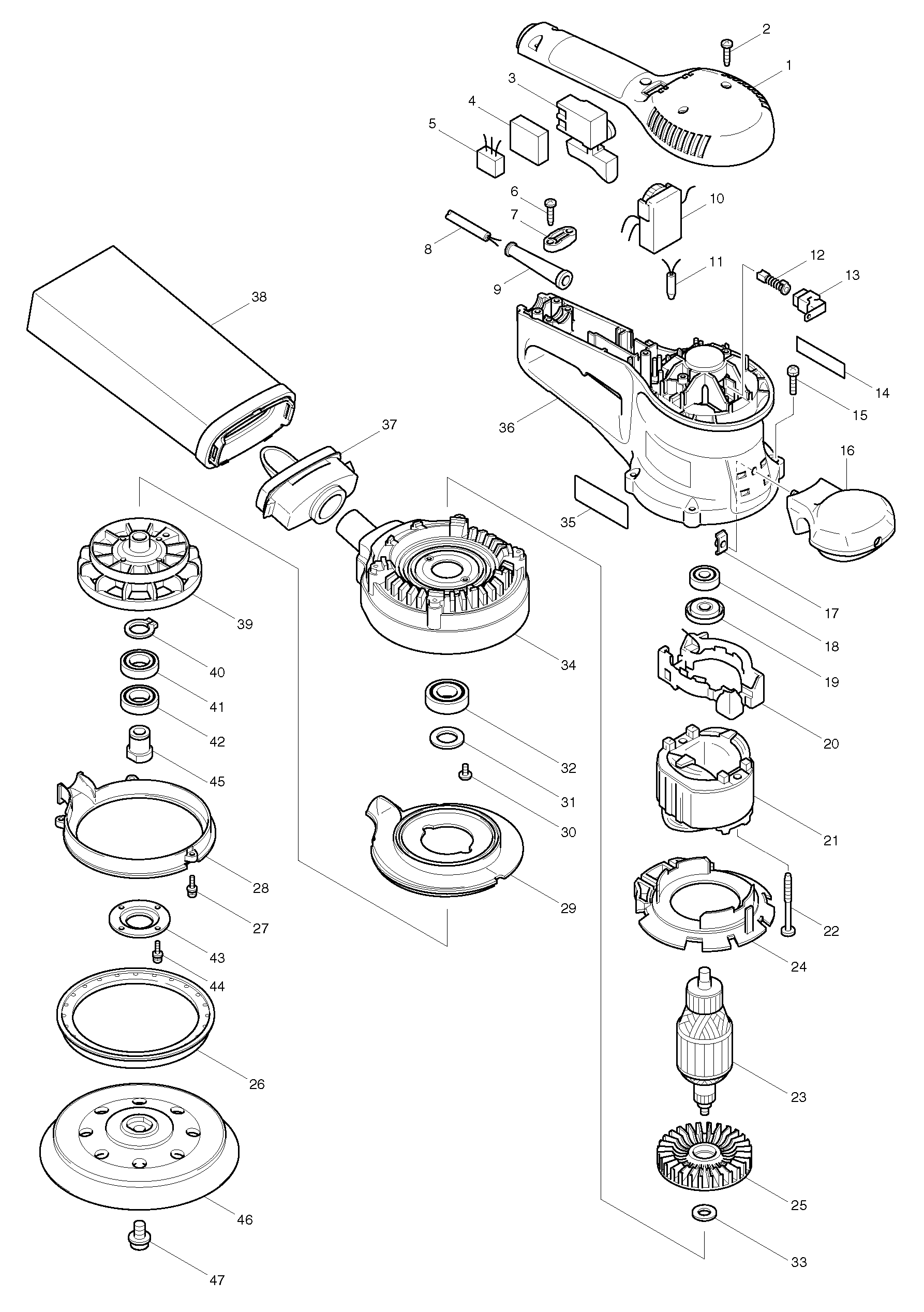 Makita BO6030 parts diagram, sheet 1