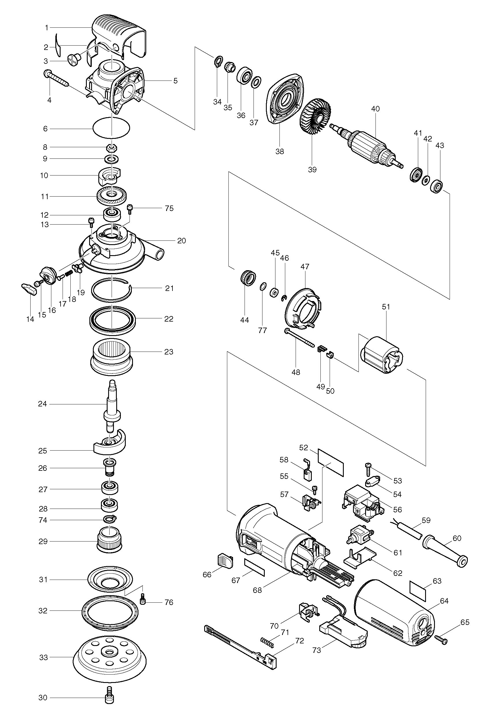 Makita BO6040 parts diagram, sheet 1