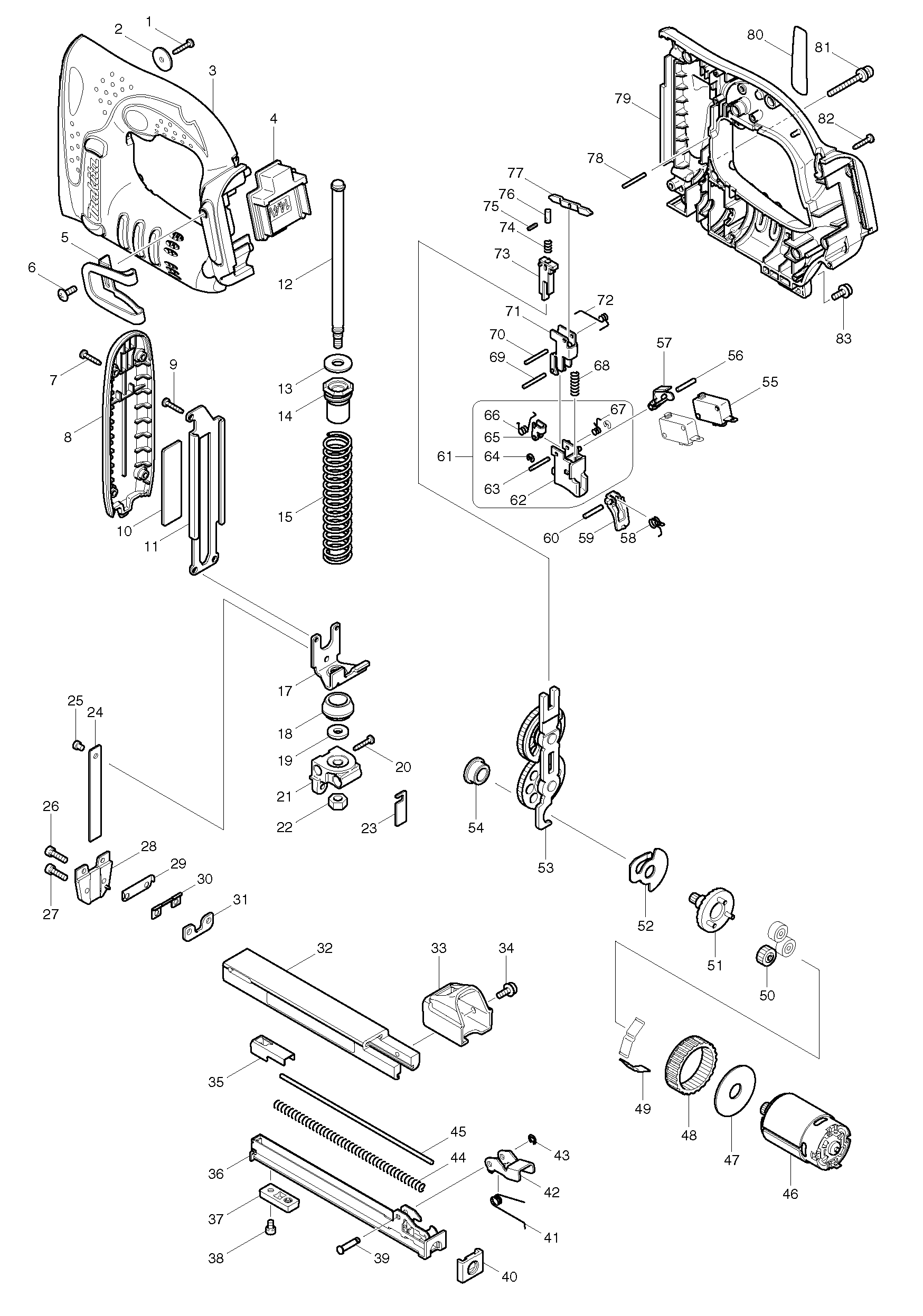 Makita BST110 parts diagram, sheet 1