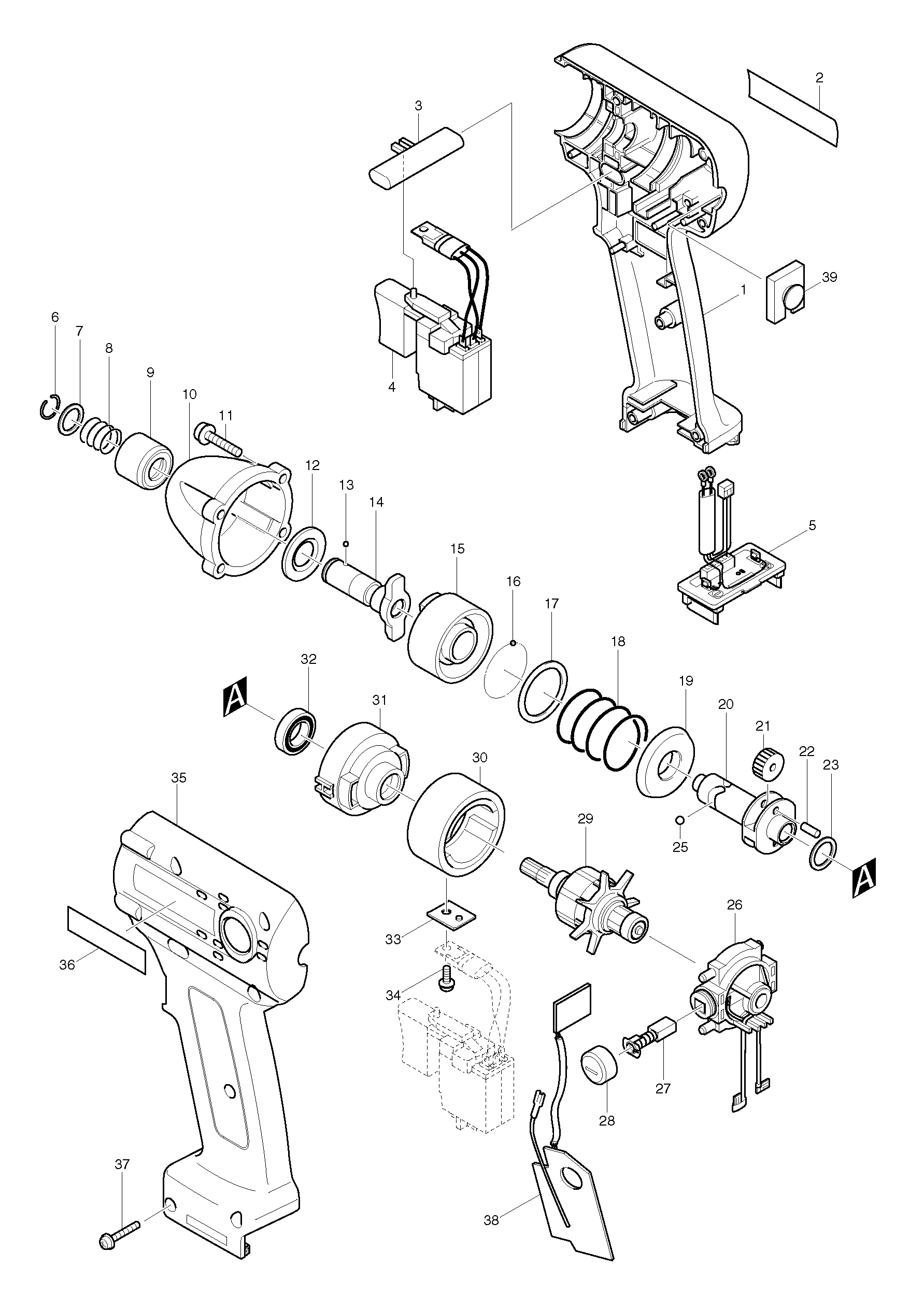 Makita BTD062 parts diagram, sheet 1