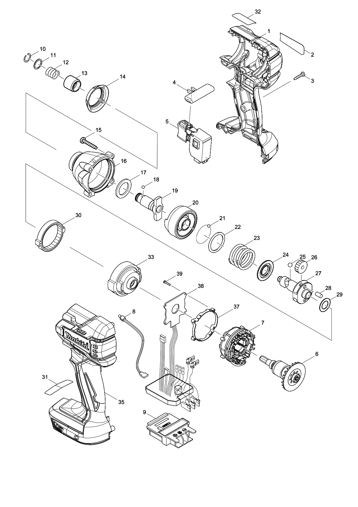 Makita BTD129 parts diagram, sheet 1