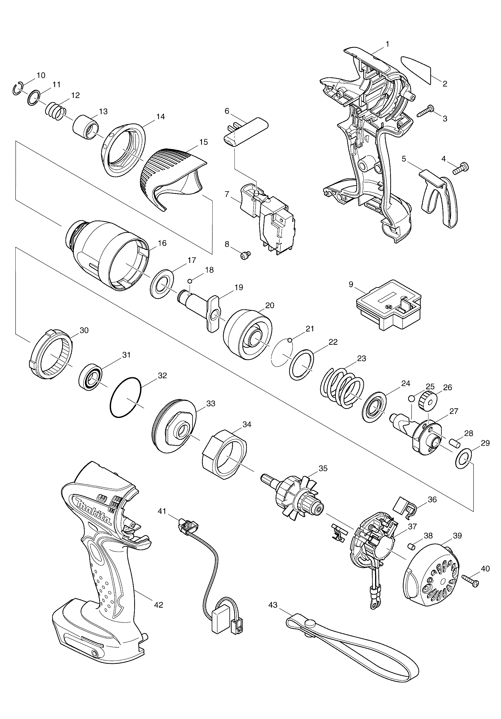 Makita BTD130F parts diagram, sheet 1