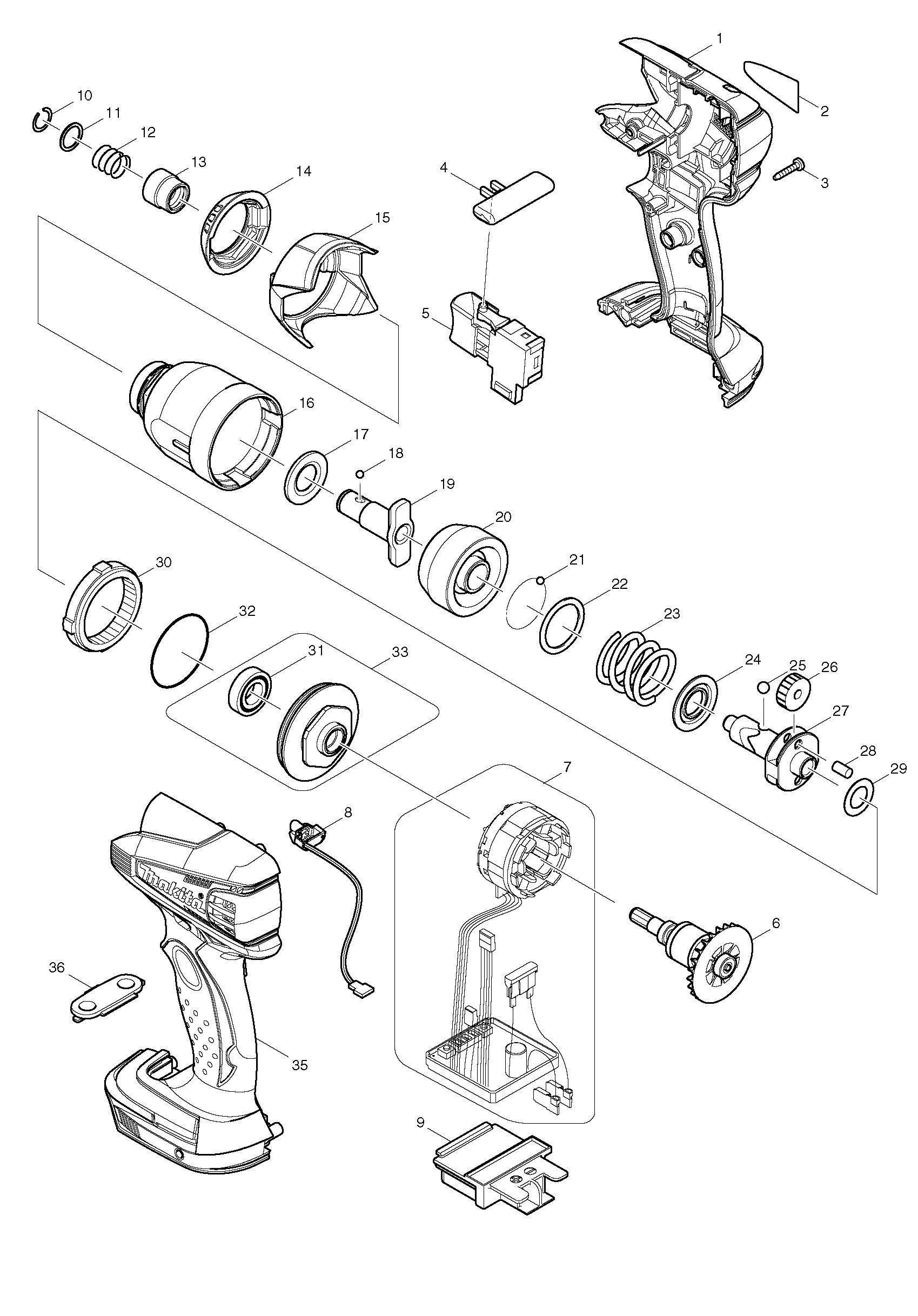 Makita BTD132 parts diagram, sheet 1