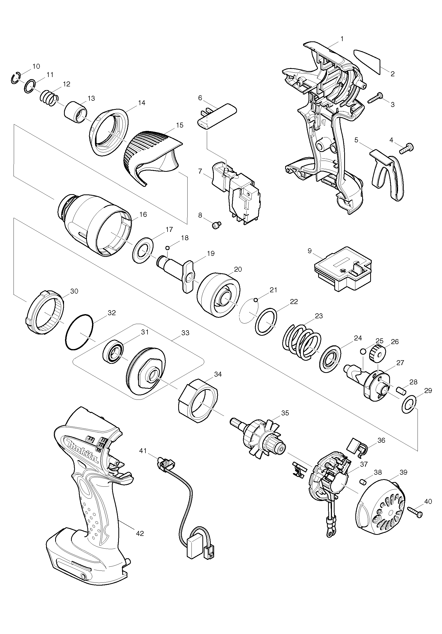 Makita BTD140 parts diagram, sheet 1