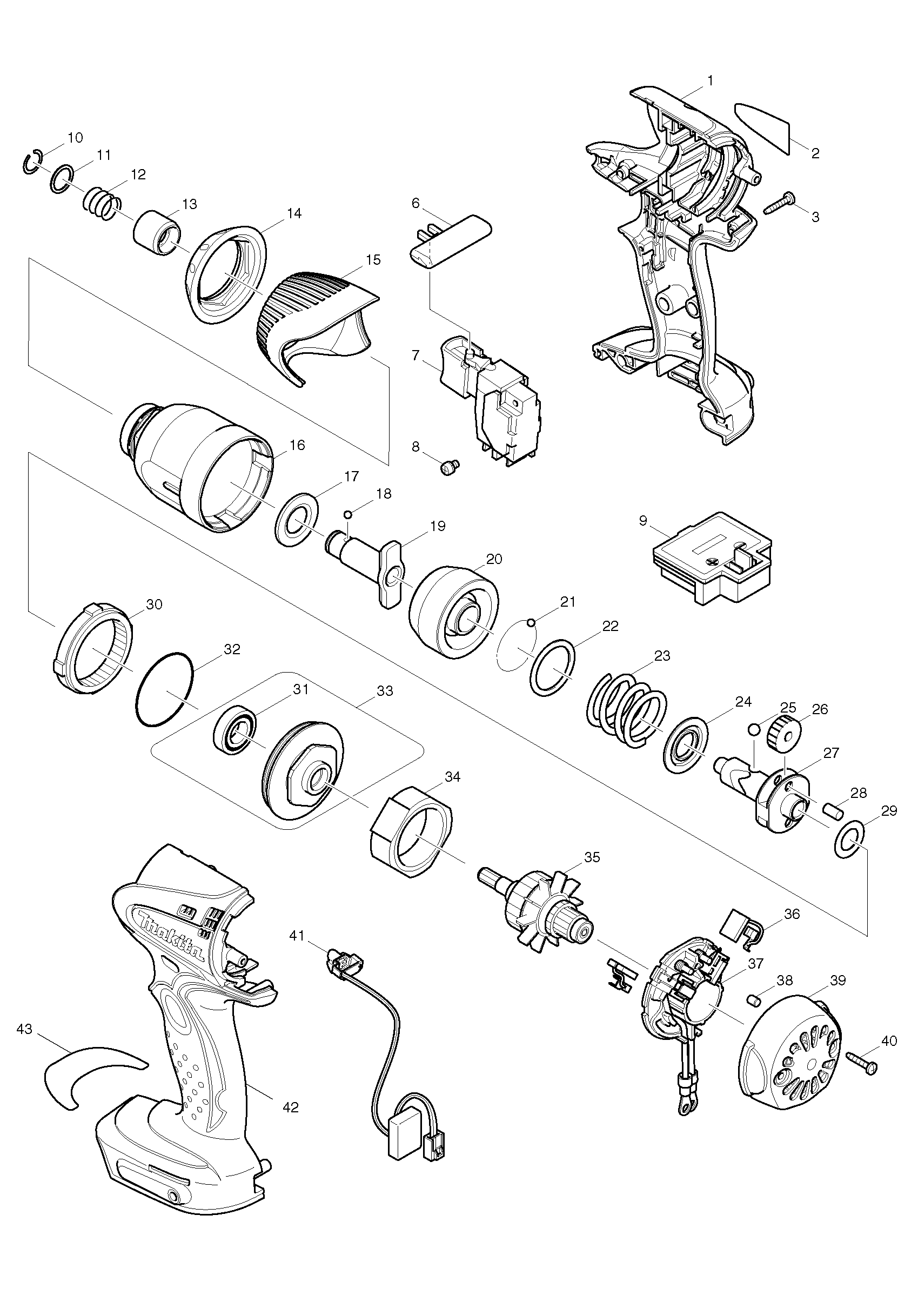 Makita BTD142 parts diagram, sheet 1