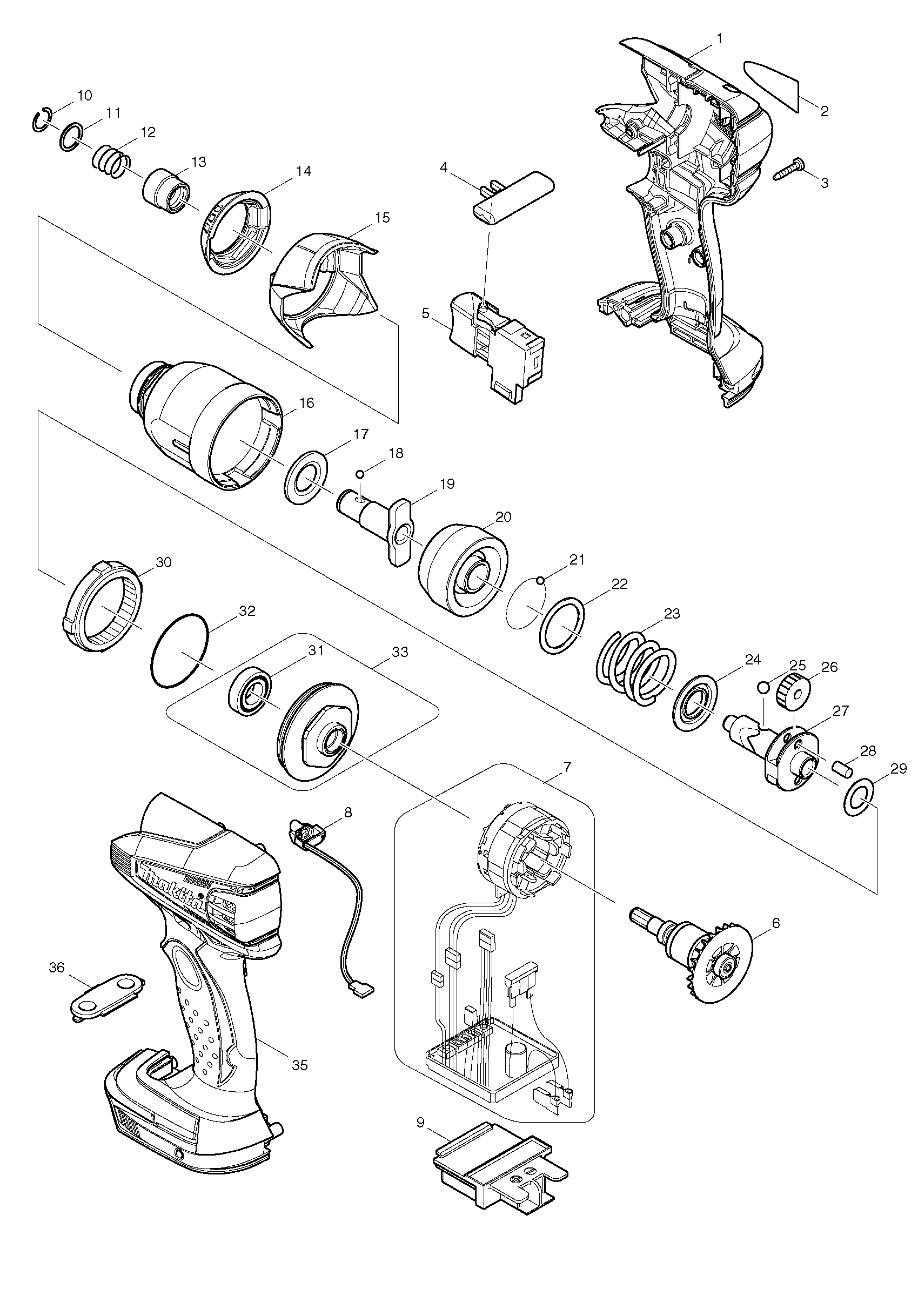 Makita BTD144 parts diagram, sheet 1