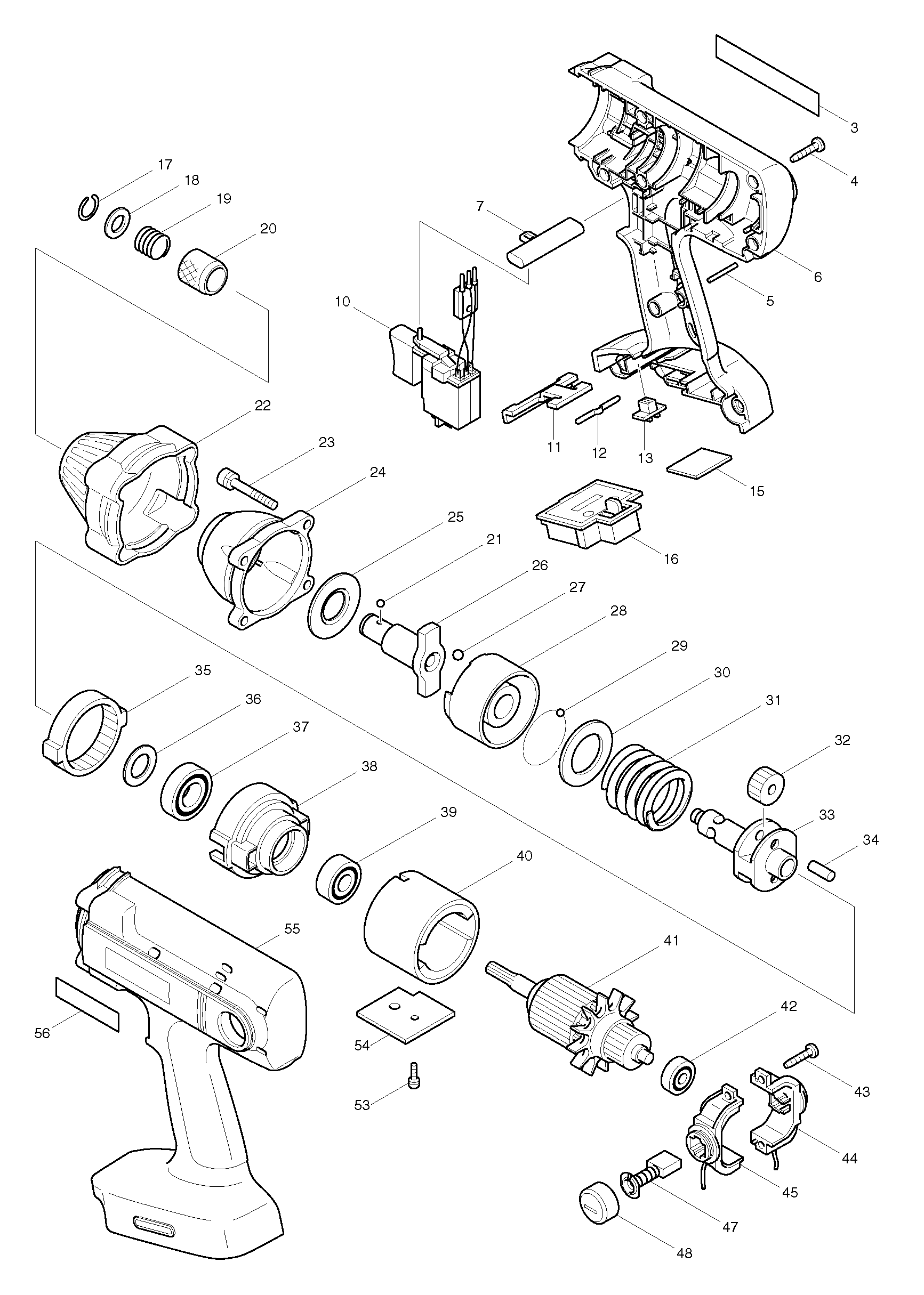 Makita BTD200 parts diagram, sheet 1