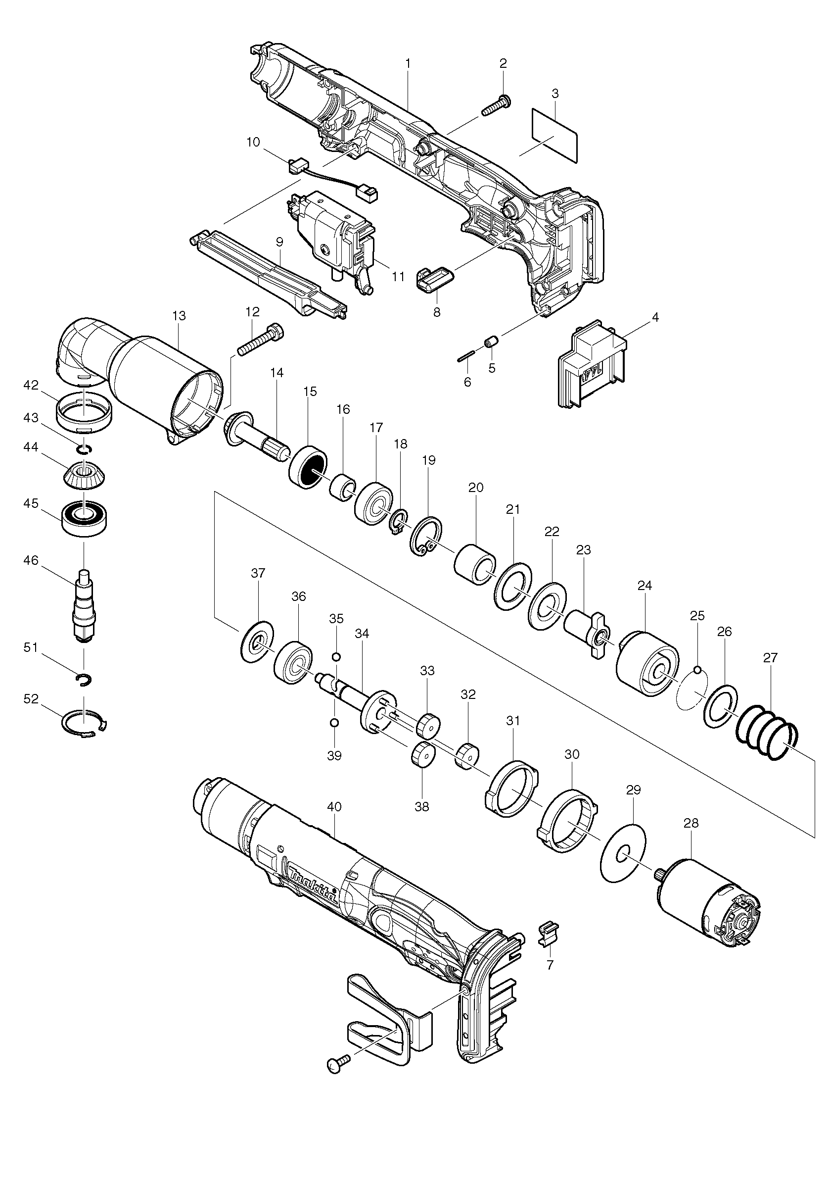 Makita BTL062 parts diagram, sheet 1