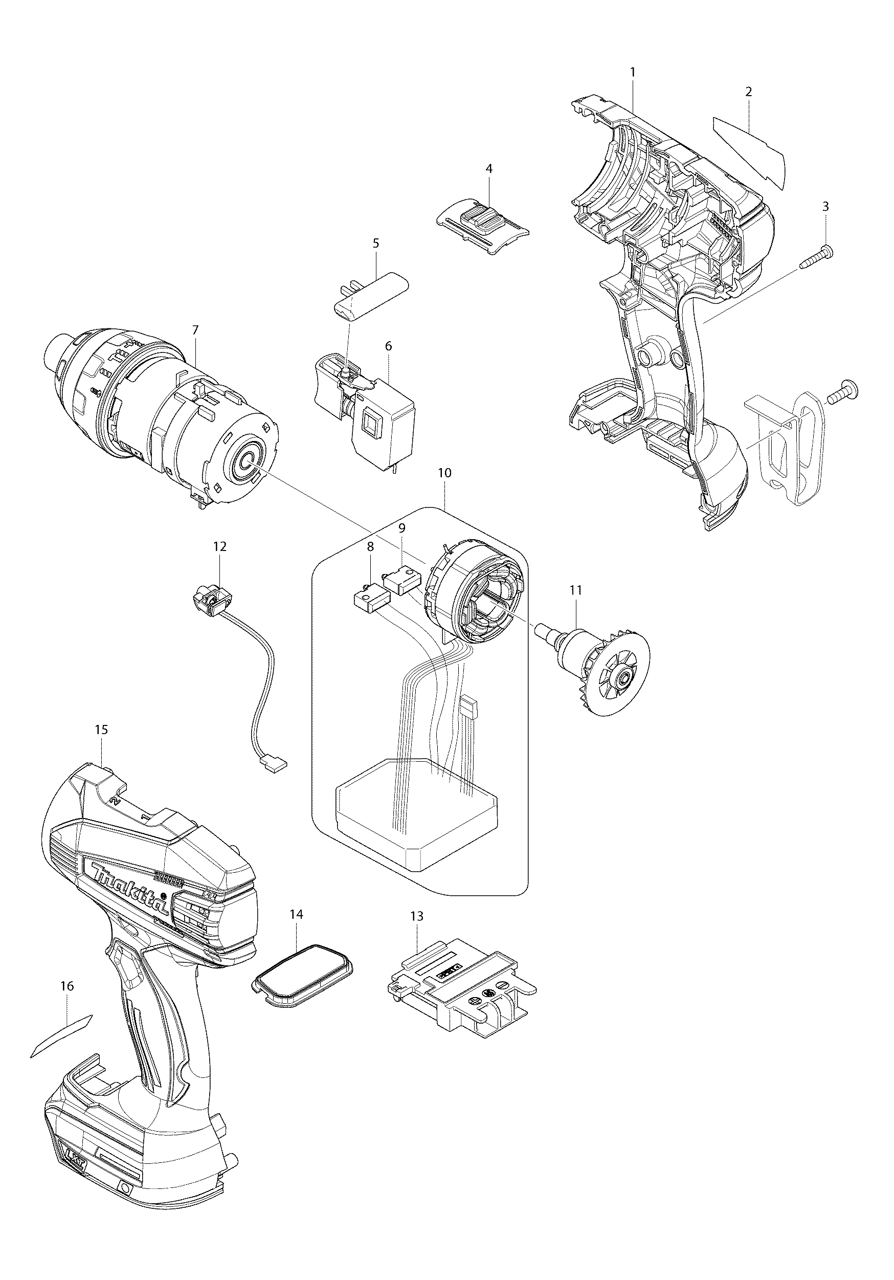 Makita BTP141 parts diagram, sheet 1
