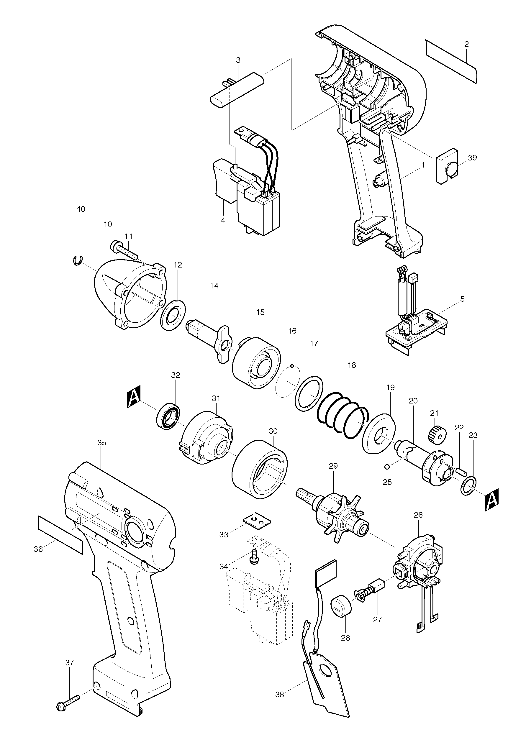 Makita BTW072 parts diagram, sheet 1