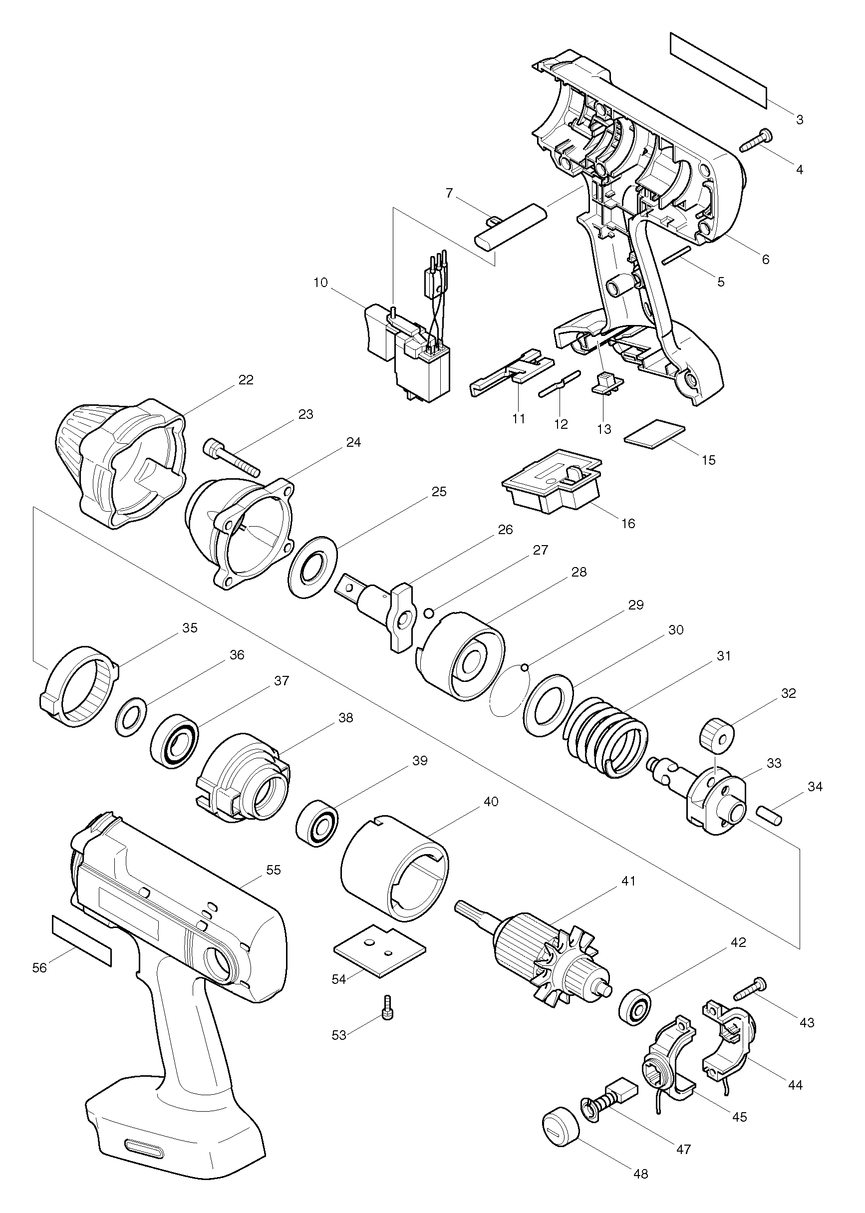 Makita BTW200 parts diagram, sheet 1