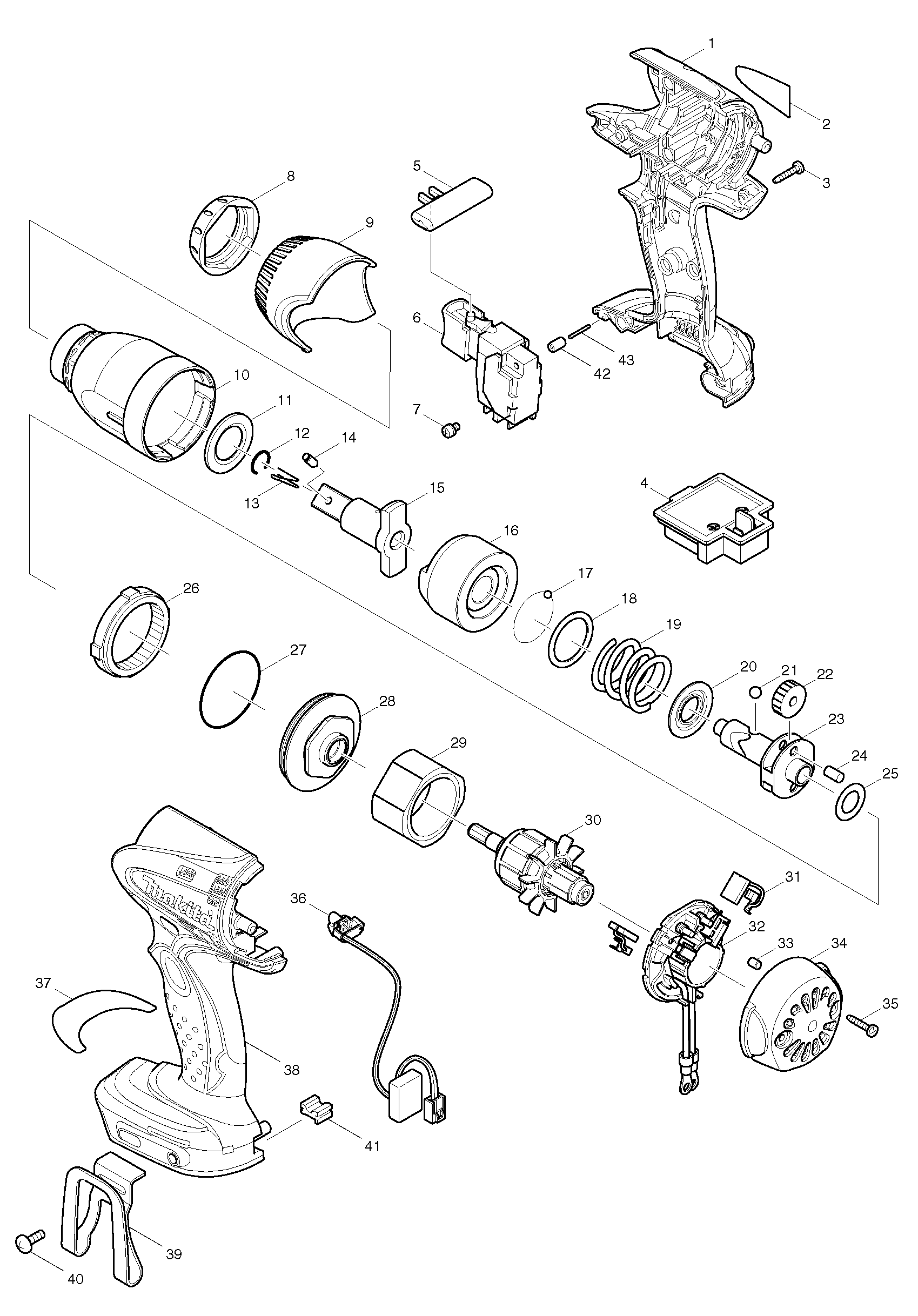 Makita BTW251 parts diagram, sheet 1