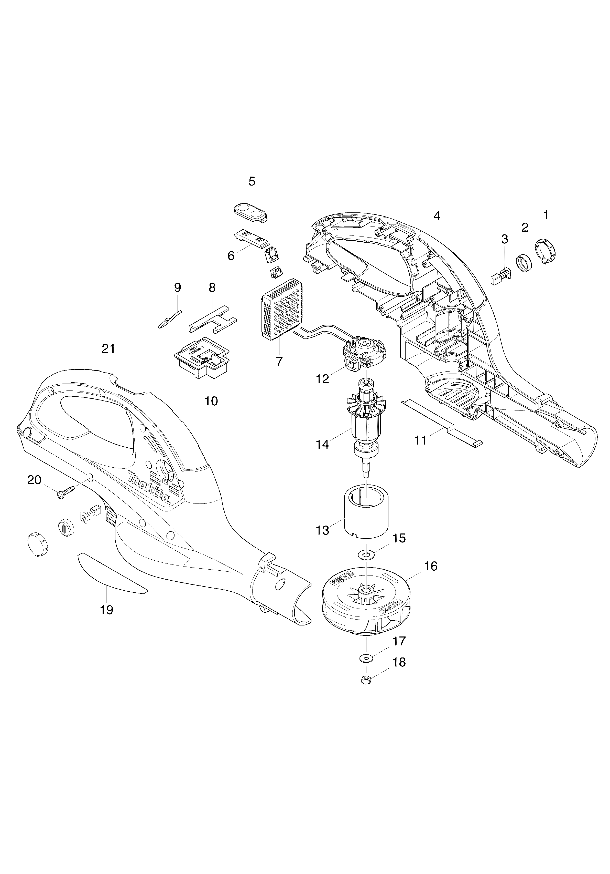 Makita BUB360 parts diagram, sheet 1