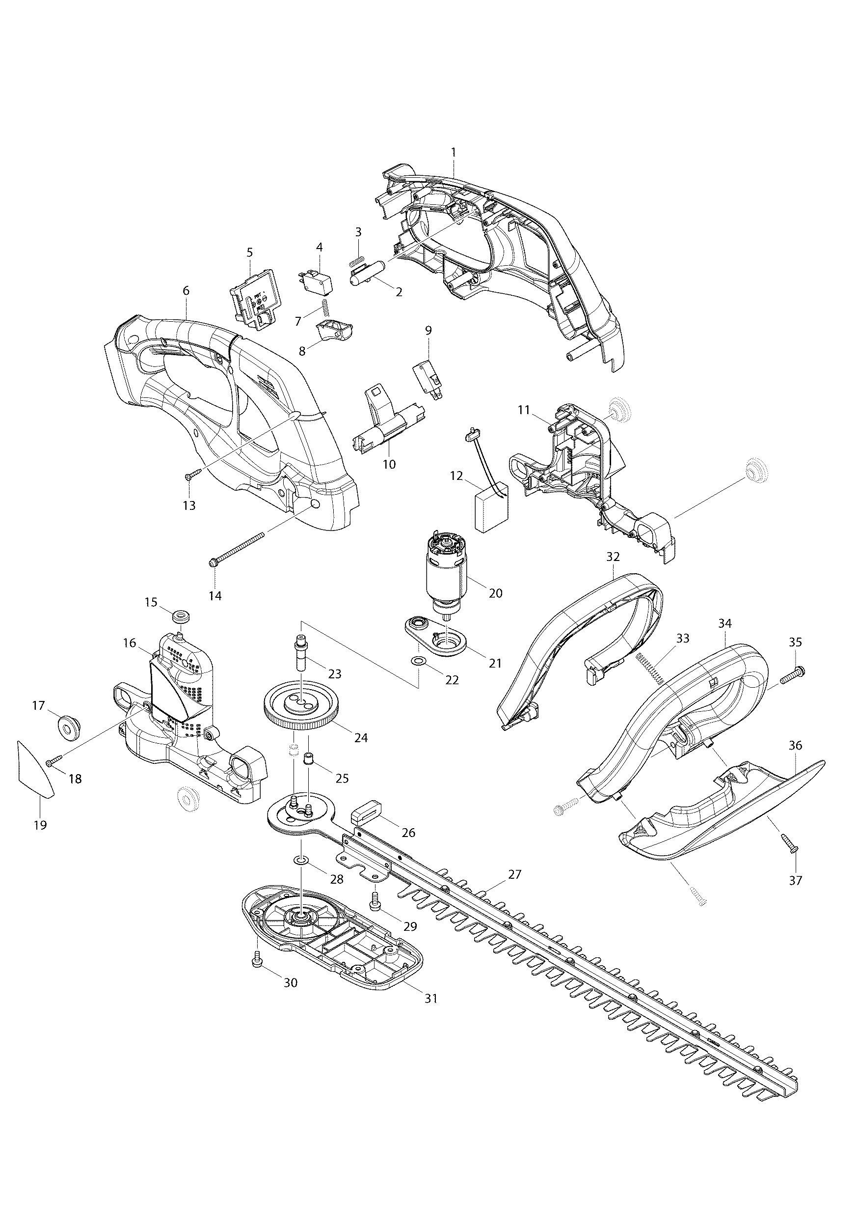 Makita BUH481 parts diagram, sheet 1