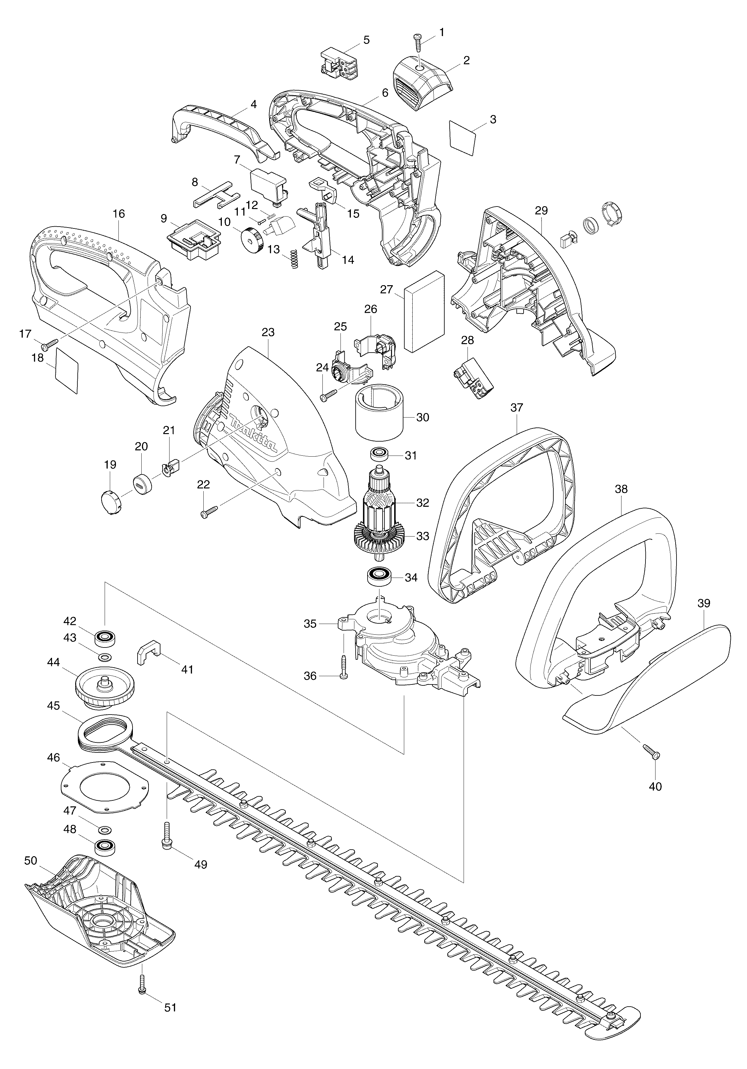 Makita BUH650 parts diagram, sheet 1