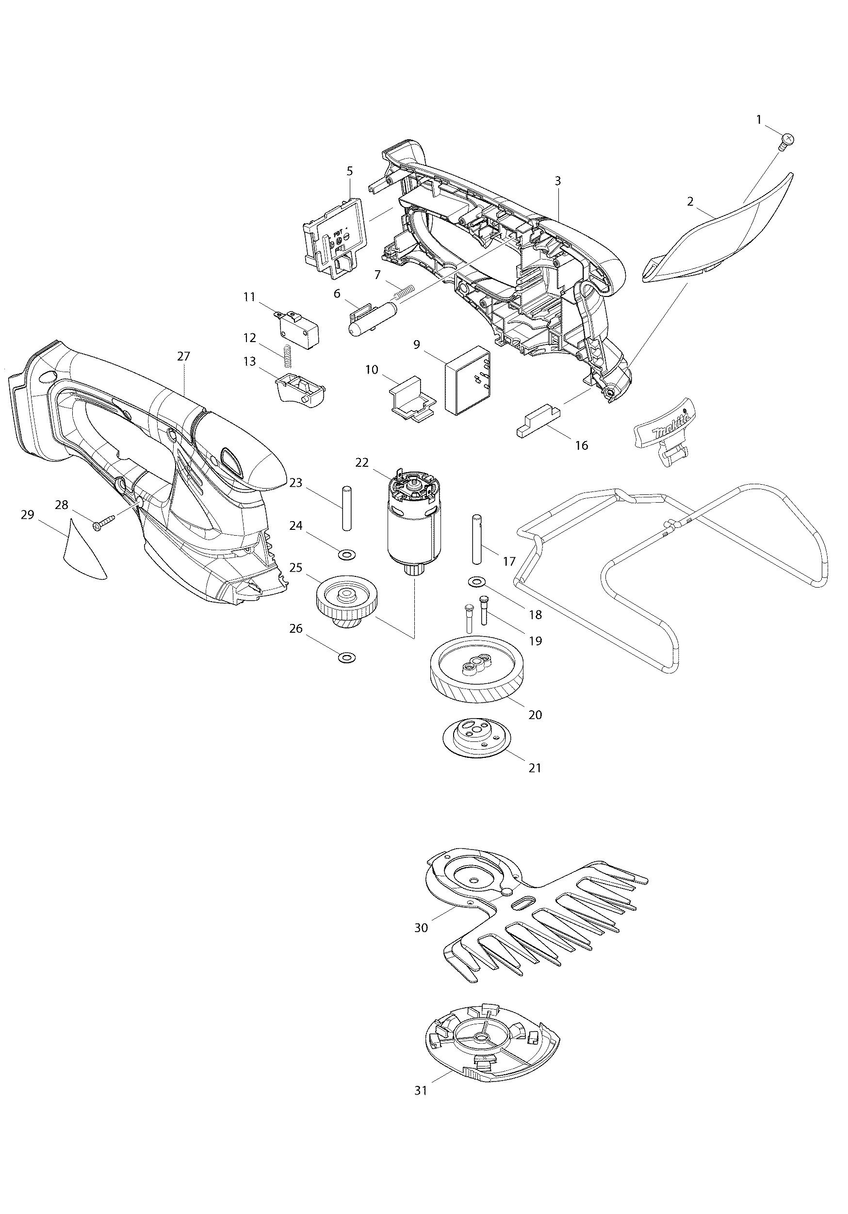 Makita BUM166 parts diagram, sheet 1