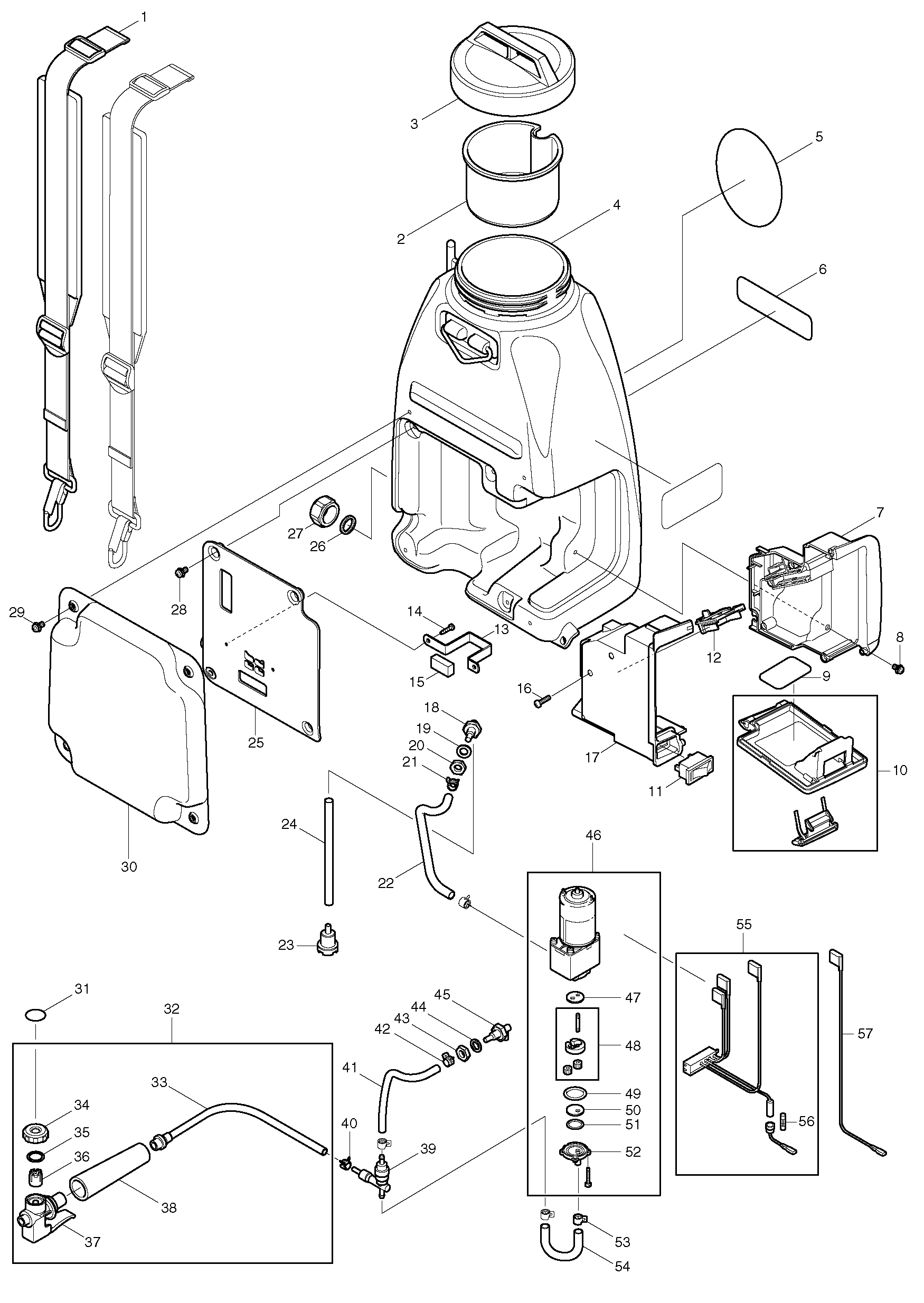 Makita BVF154 parts diagram, sheet 1