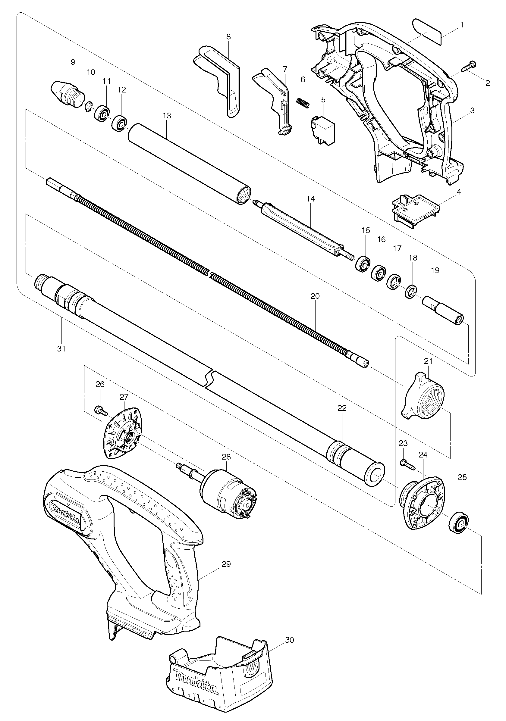 Makita BVR850 parts diagram, sheet 1