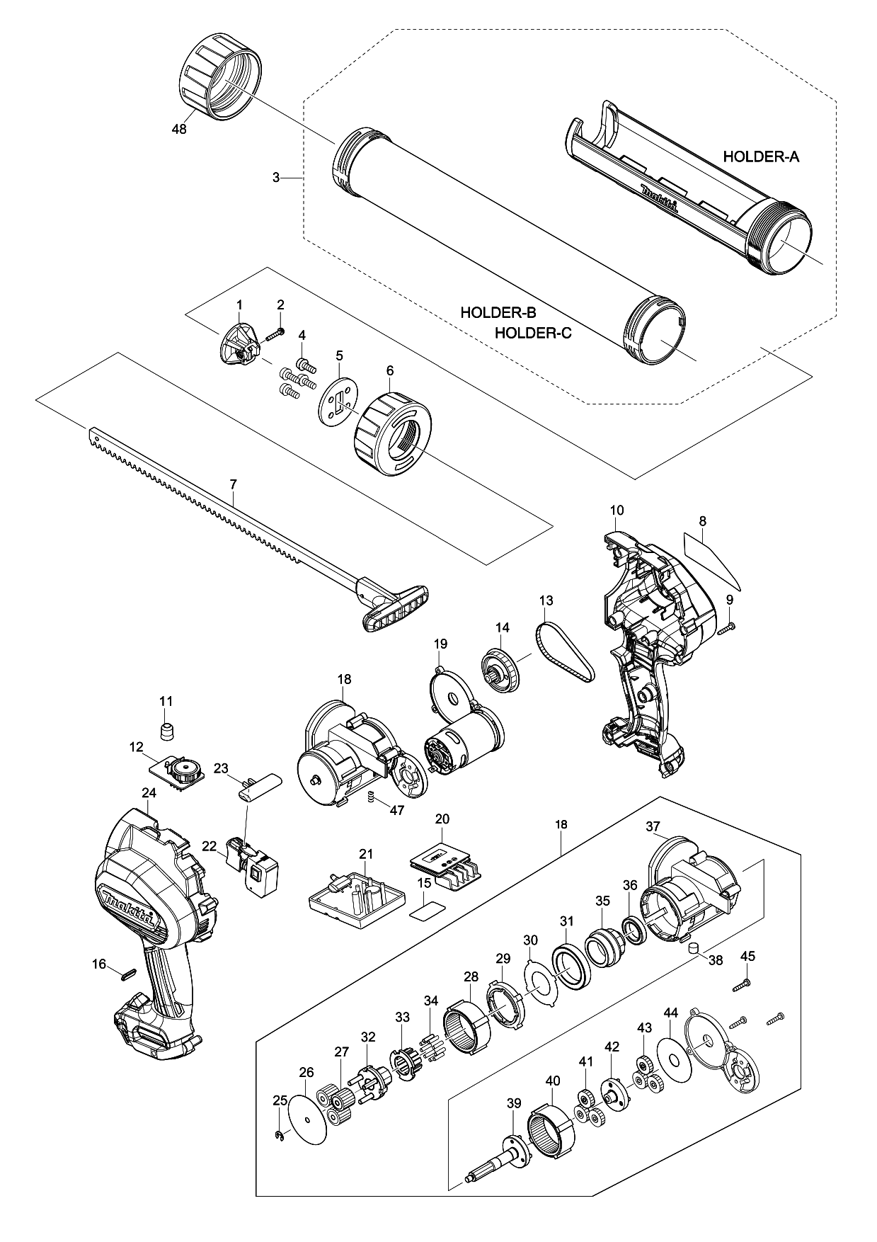 Makita CG100D parts diagram, sheet 1