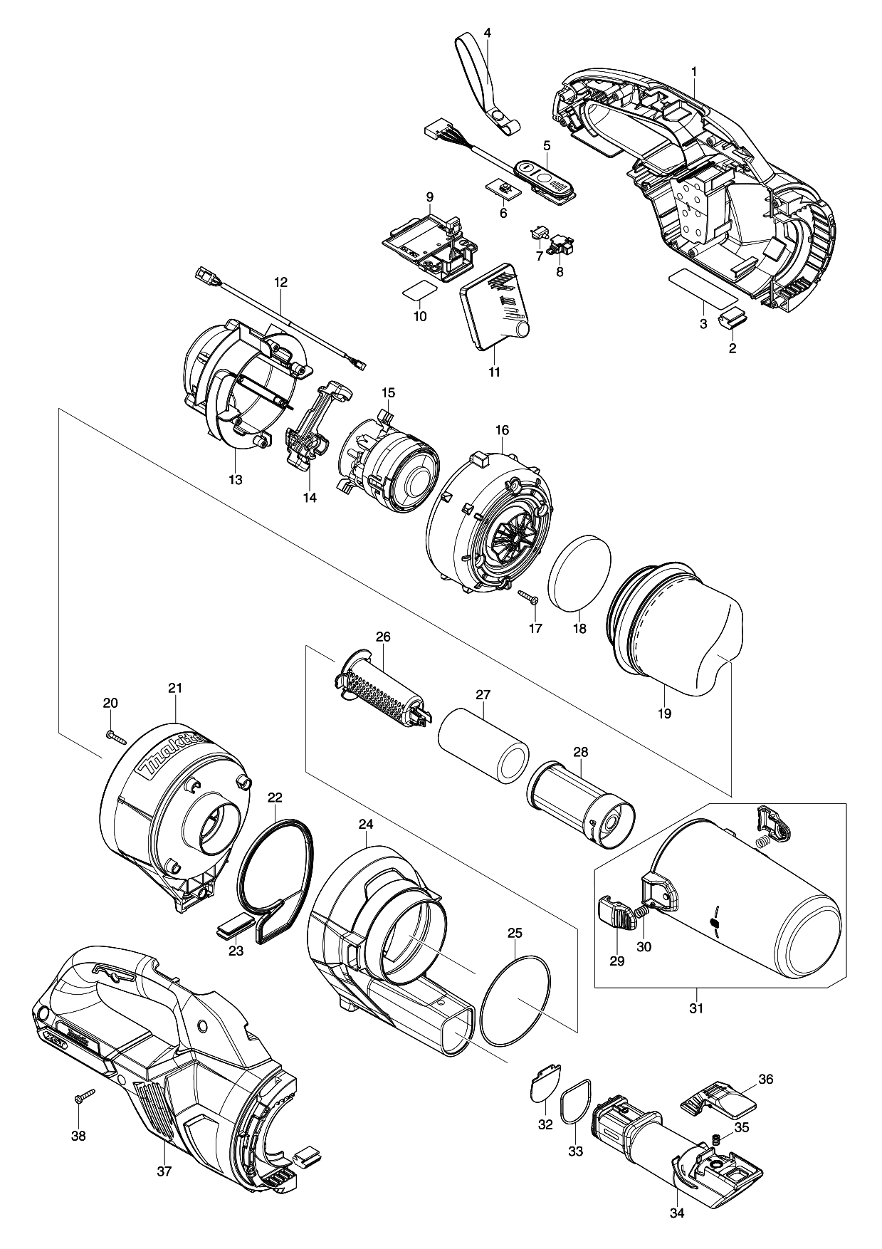 Makita CL003G parts diagram, sheet 1