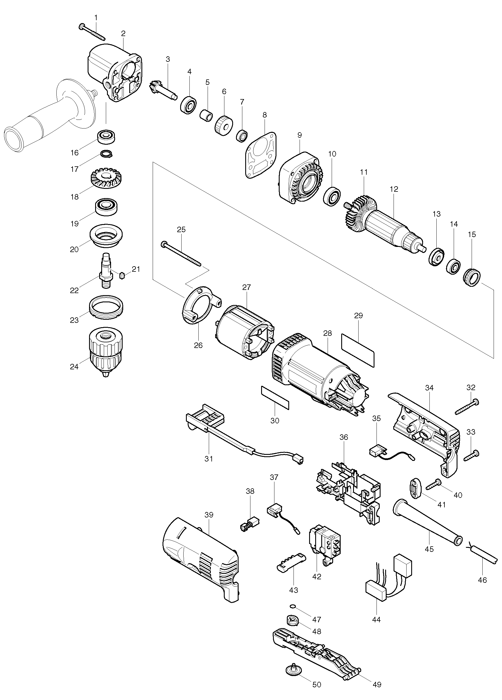 Makita DA3011F parts diagram, sheet 1