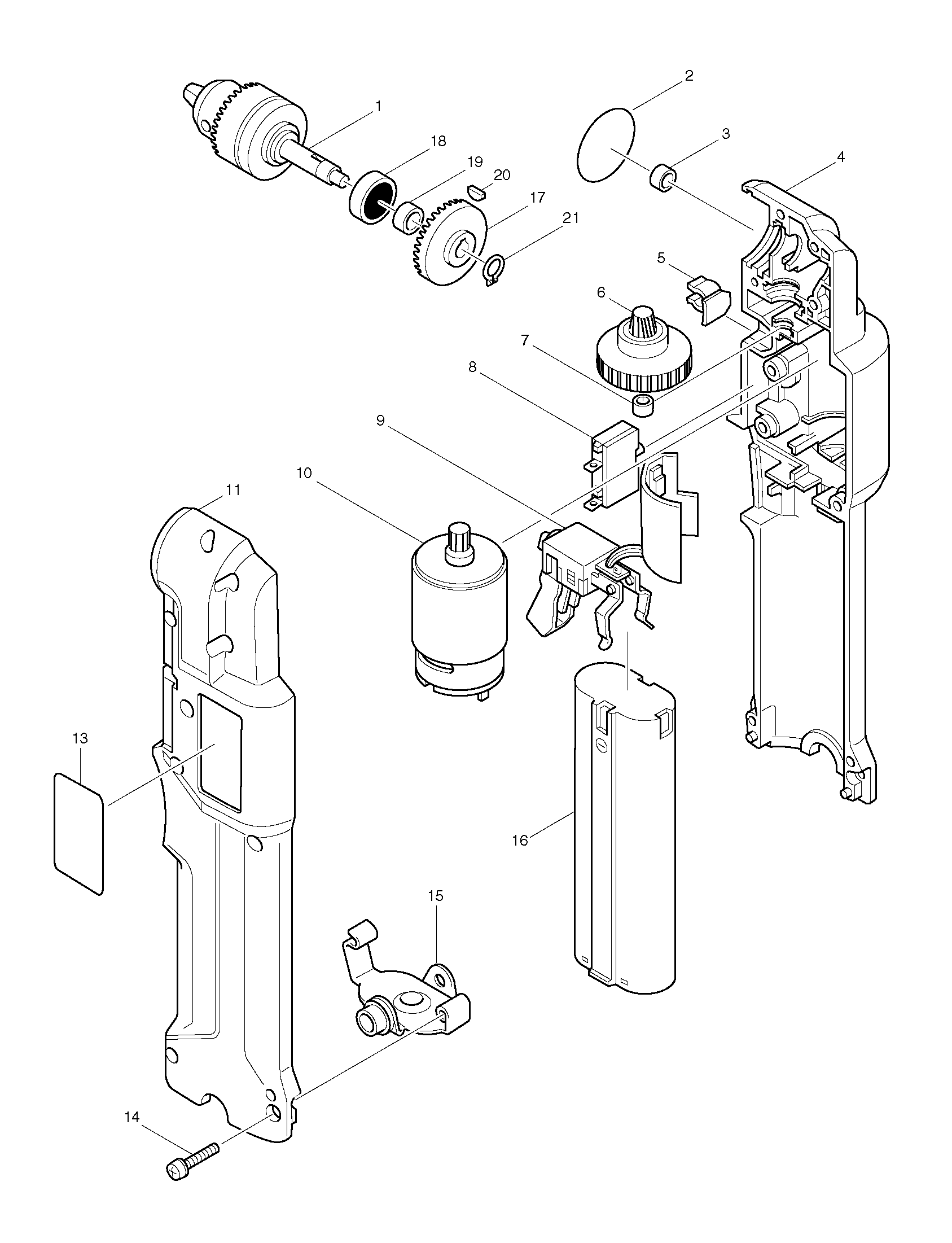 Makita DA301D parts diagram, sheet 1