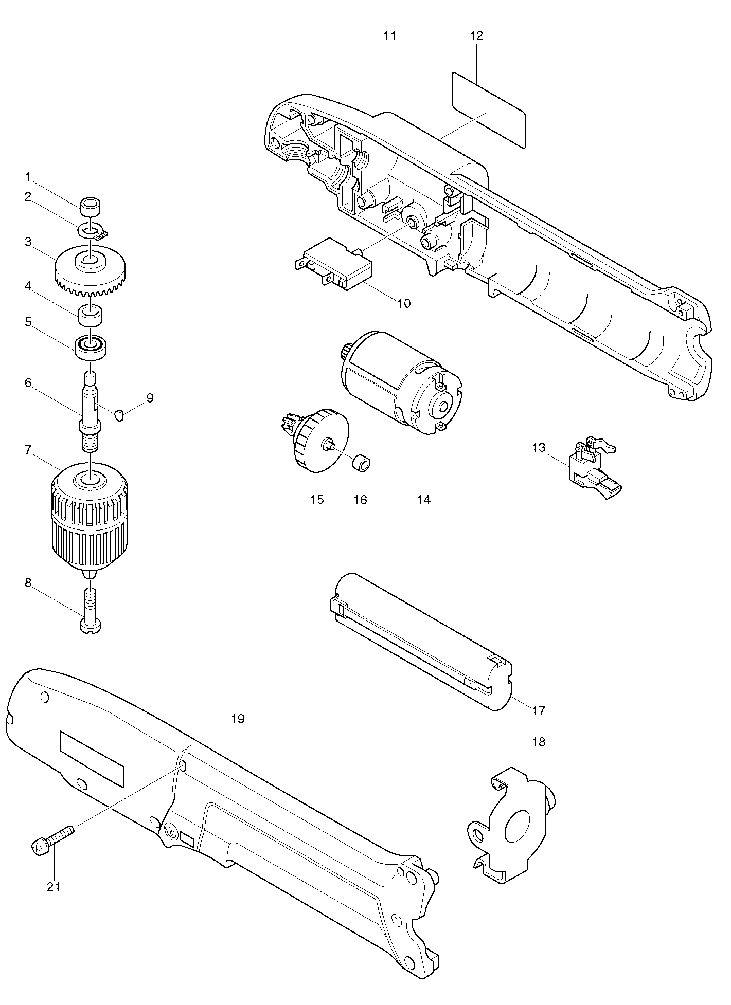 Makita DA390D parts diagram, sheet 1