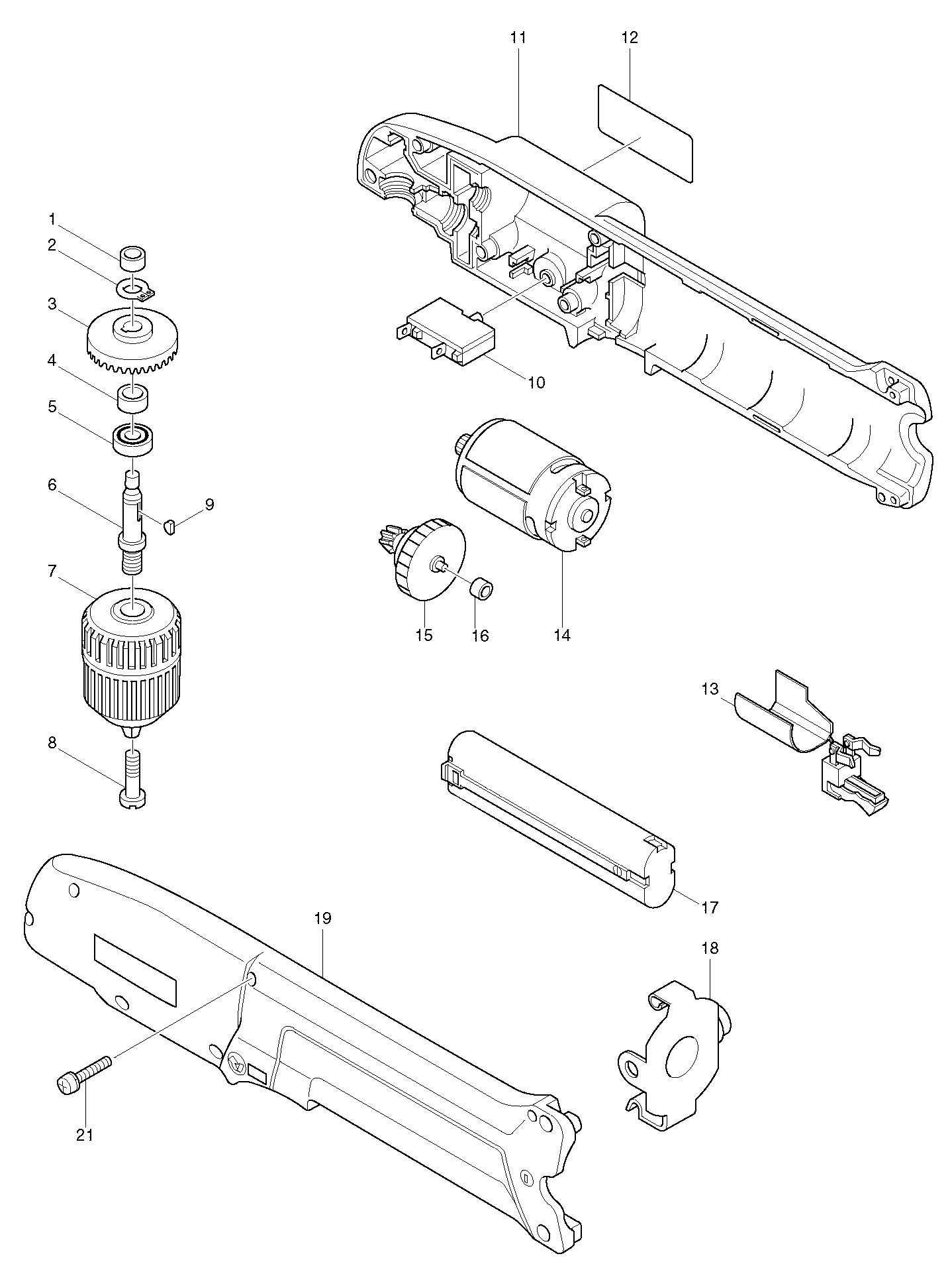 Makita DA391D parts diagram, sheet 1