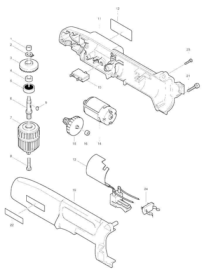 Makita DA392D parts diagram, sheet 1