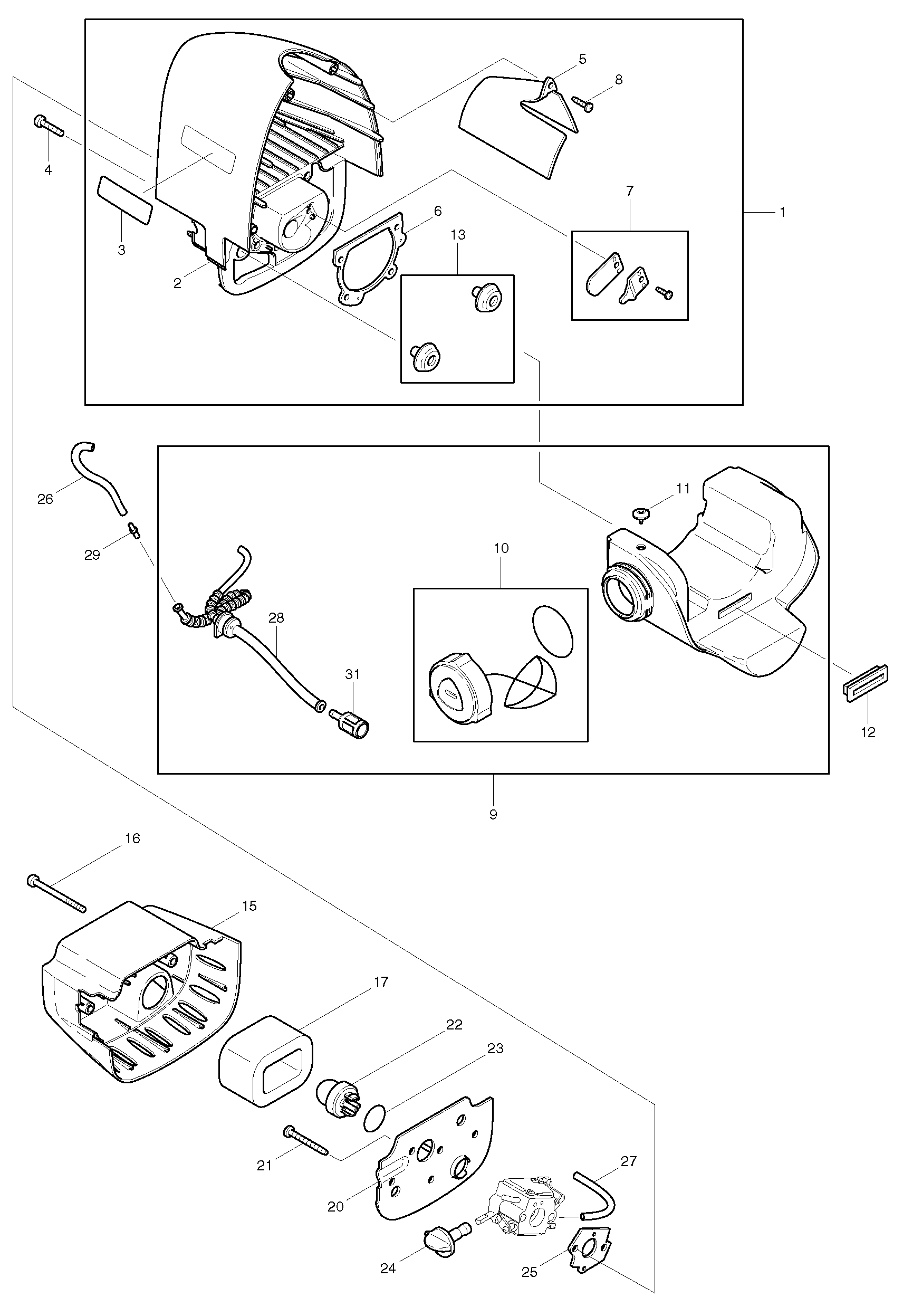 Makita DBC300 parts diagram, sheet 1