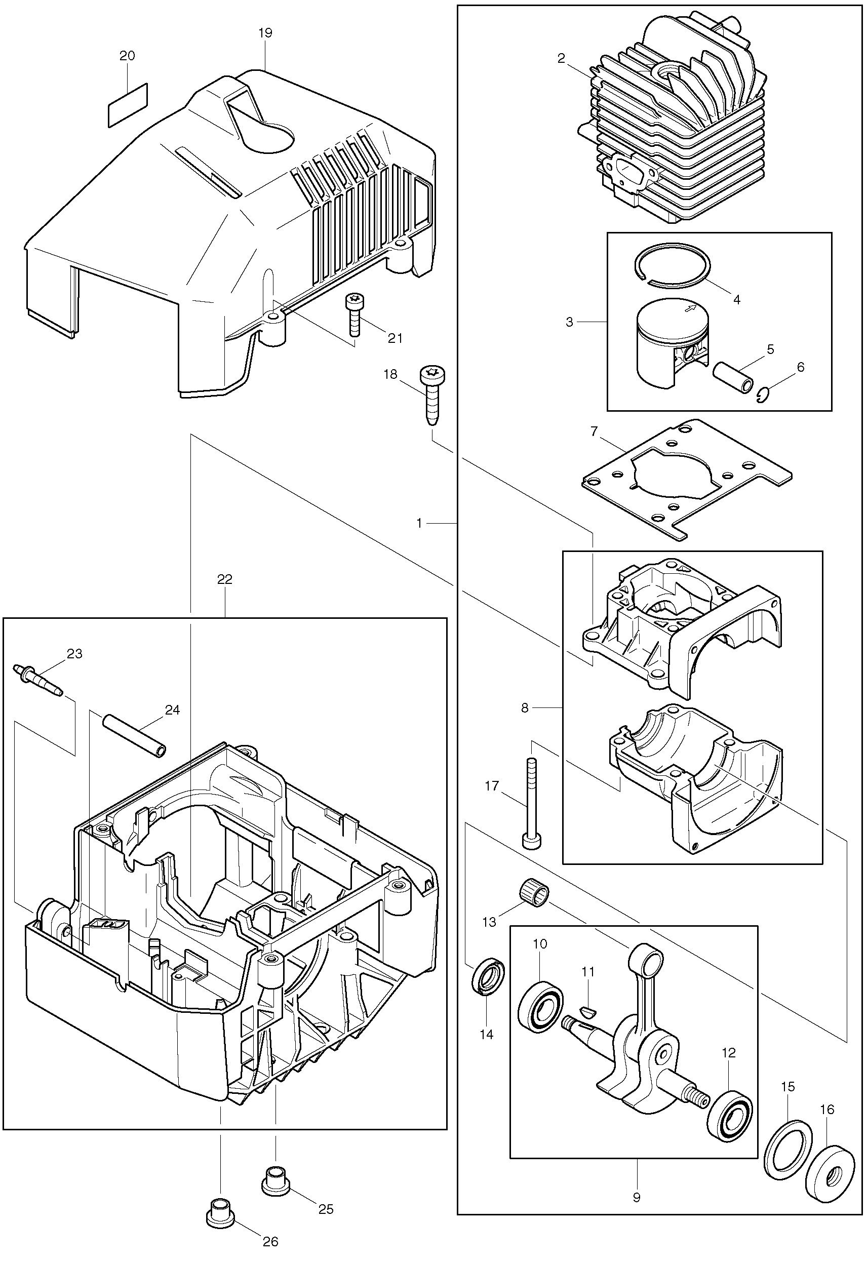 Makita DBC4000 parts diagram, sheet 1