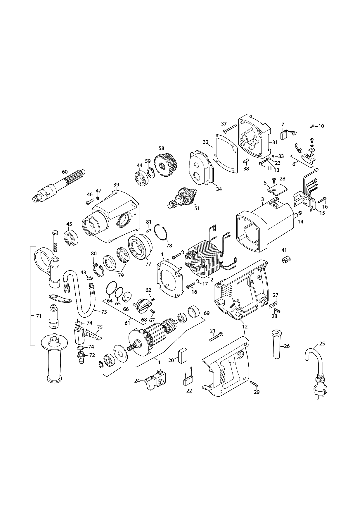 Makita DBM131 parts diagram, sheet 1
