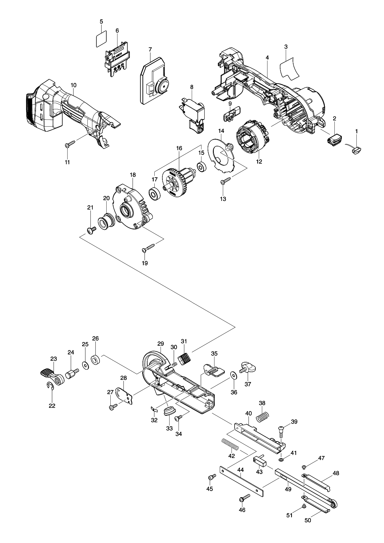 Makita DBS180 parts diagram, sheet 1