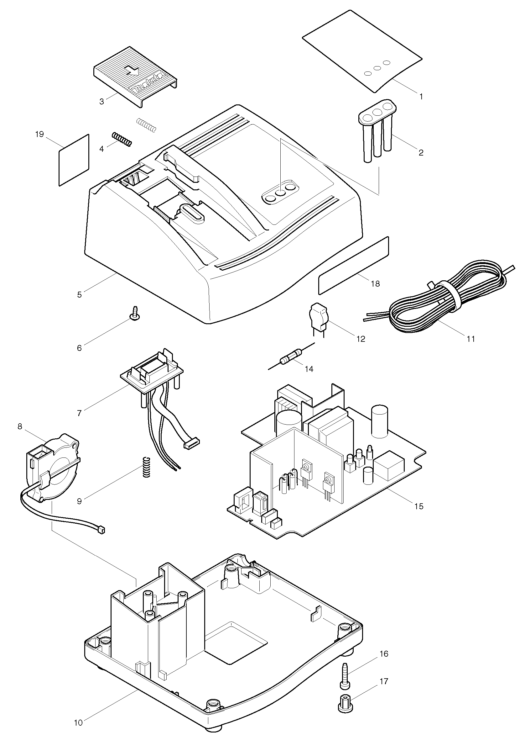 Makita DC18SC parts diagram, sheet 1