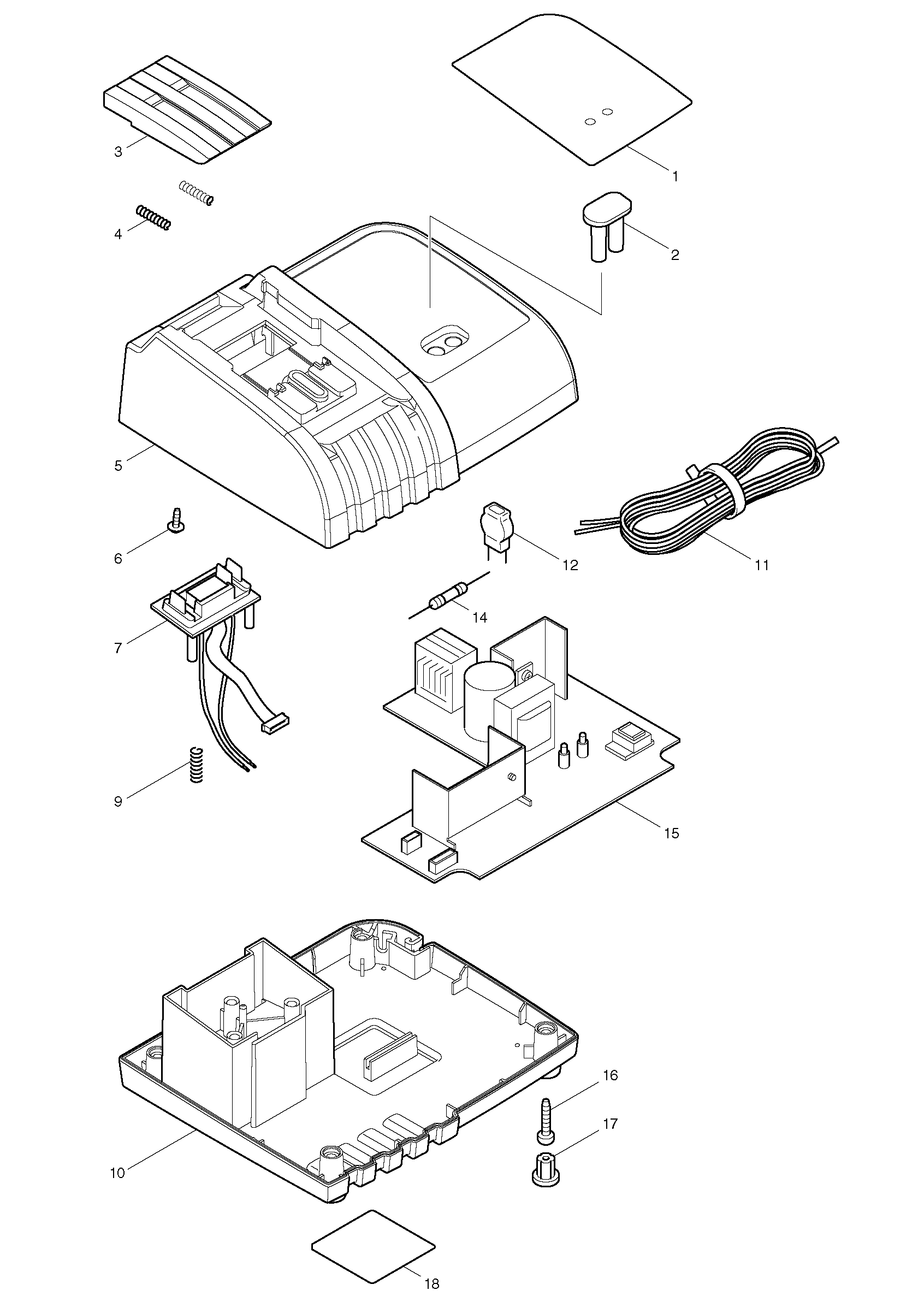 Makita DC18SD parts diagram, sheet 1