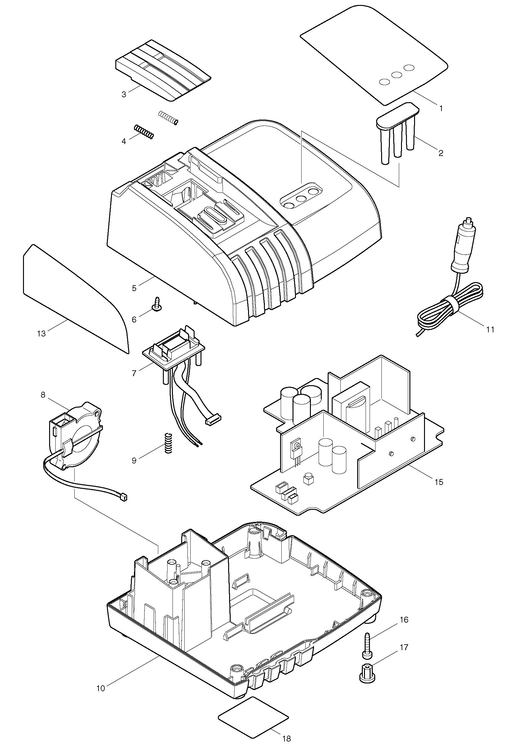 Makita DC18SE parts diagram, sheet 1