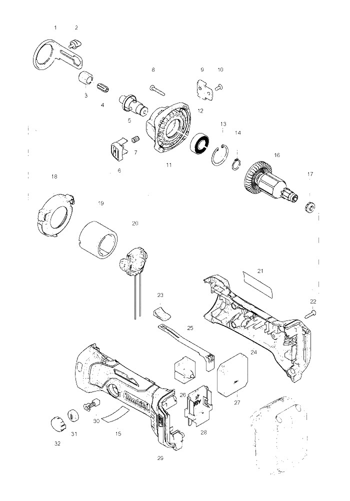 Makita DCO180 parts diagram, sheet 1
