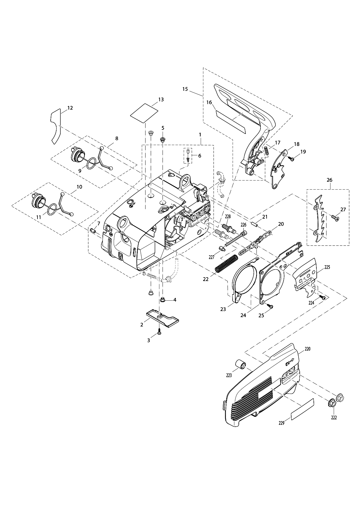 Makita DCS3410TH parts diagram, sheet 1