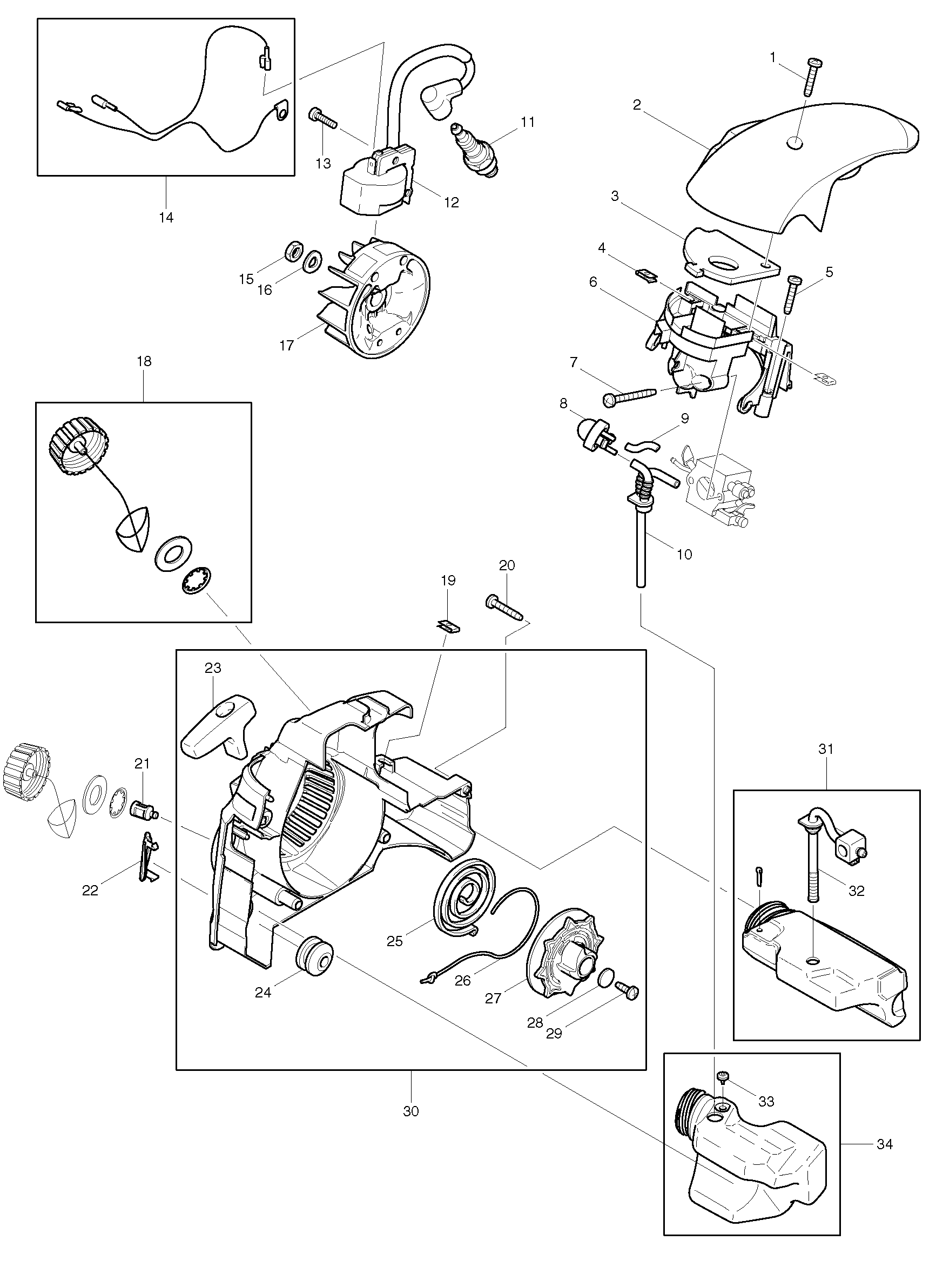 Makita DCS34 parts diagram, sheet 1