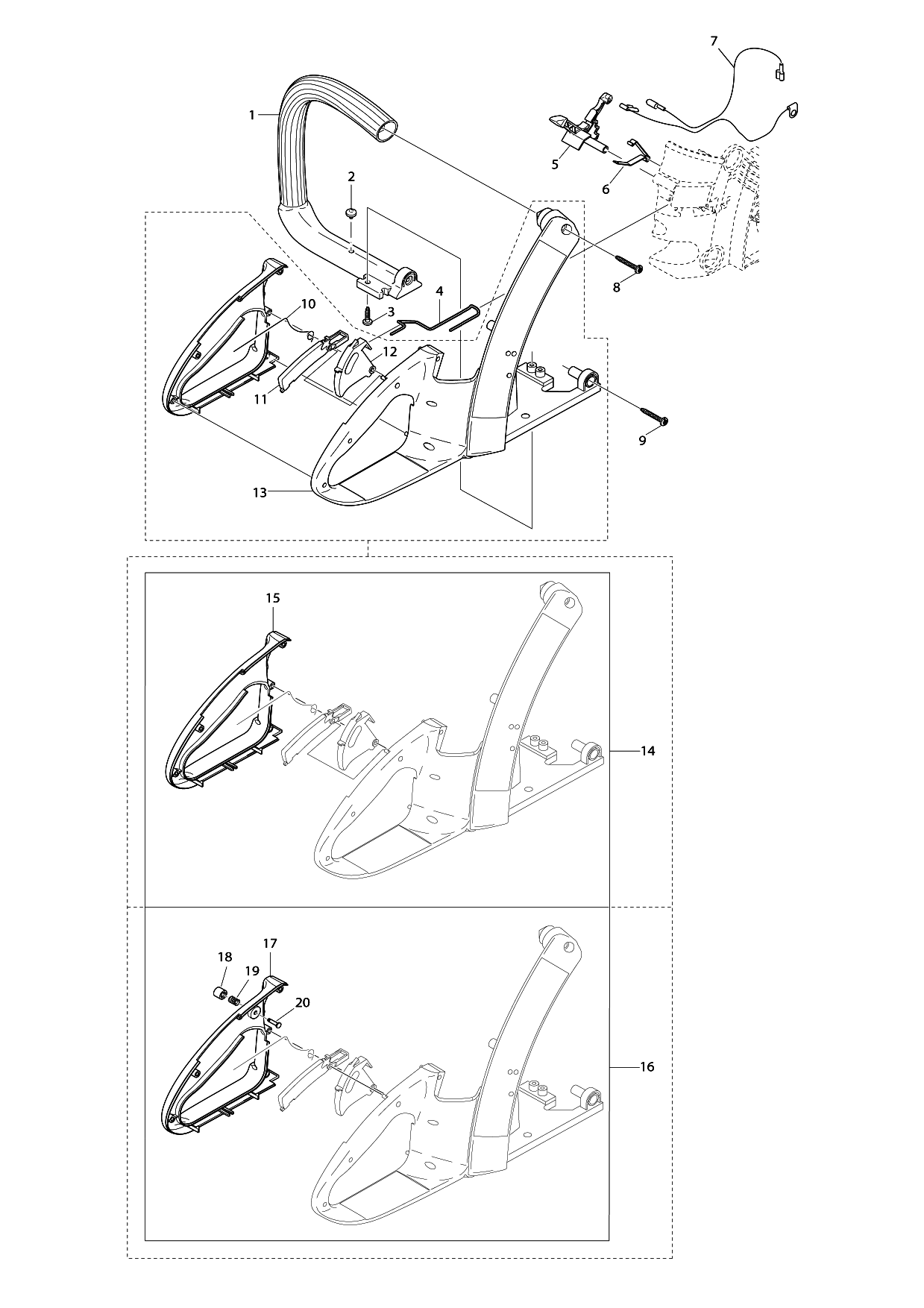 Makita DCS4610 parts diagram, sheet 1