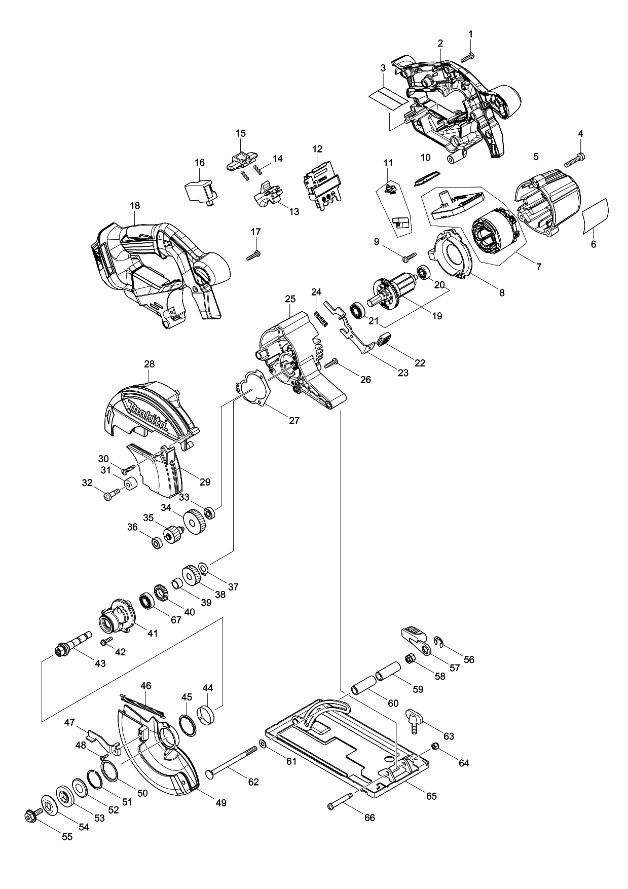 Makita DCS551 parts diagram, sheet 1
