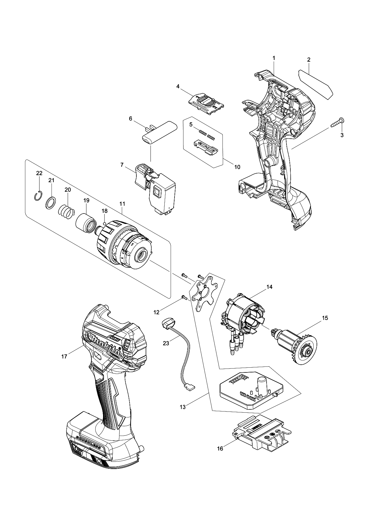 Makita DDF083 parts diagram, sheet 1