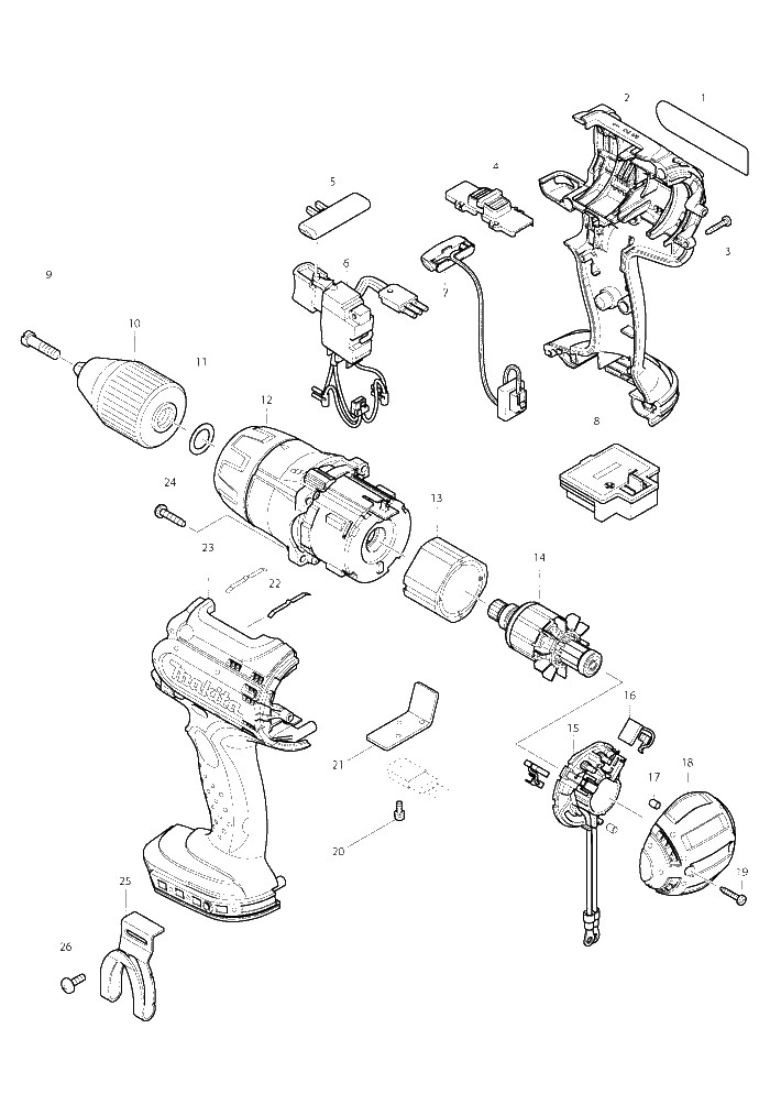 Makita DDF441 parts diagram, sheet 1