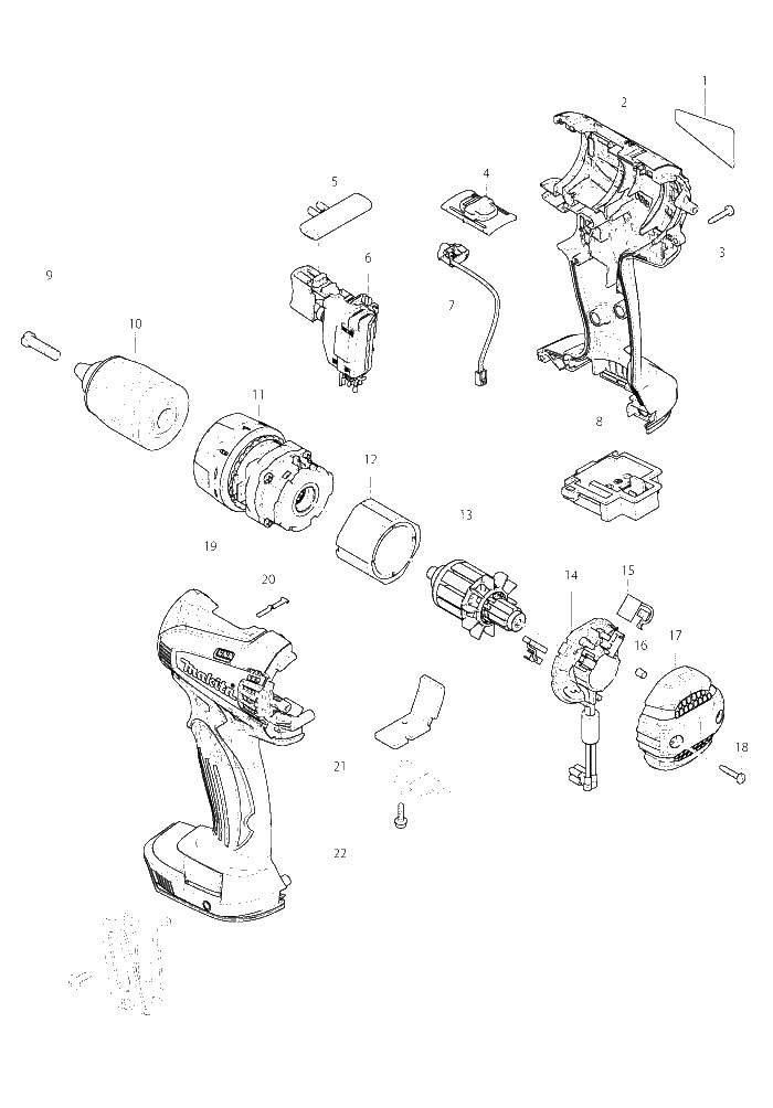 Makita DDF446 parts diagram, sheet 1