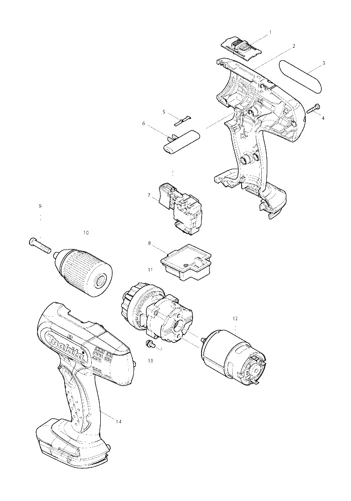 Makita DDF453 parts diagram, sheet 1
