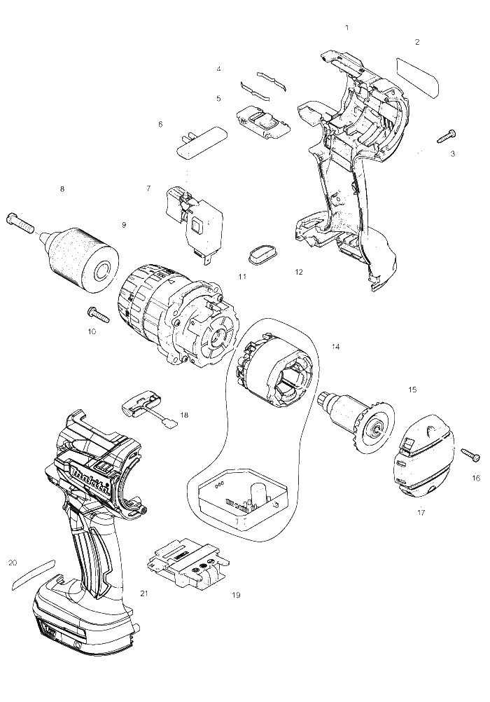 Makita DDF481 parts diagram, sheet 1