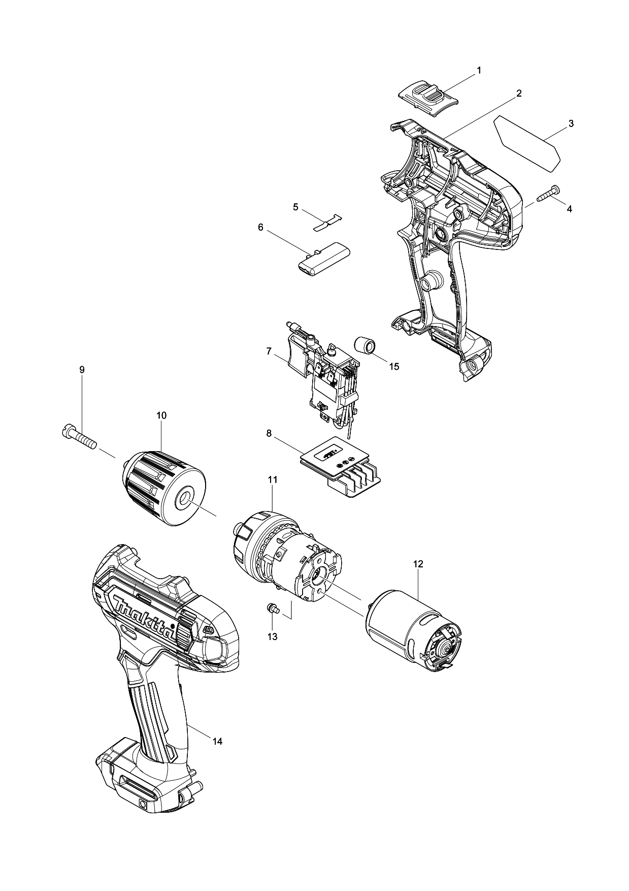 Makita DF331D parts diagram, sheet 1