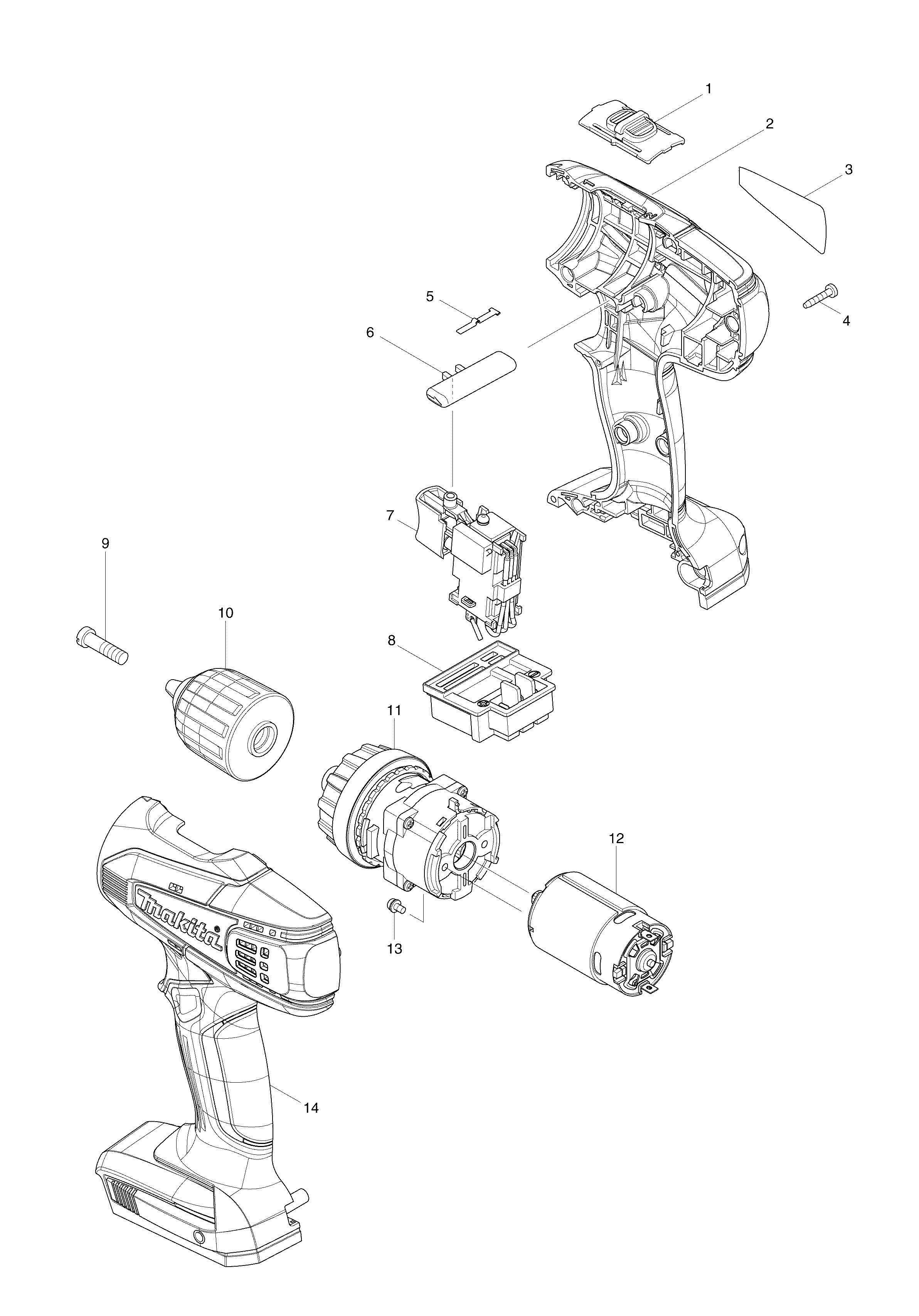 Makita DF347D parts diagram, sheet 1